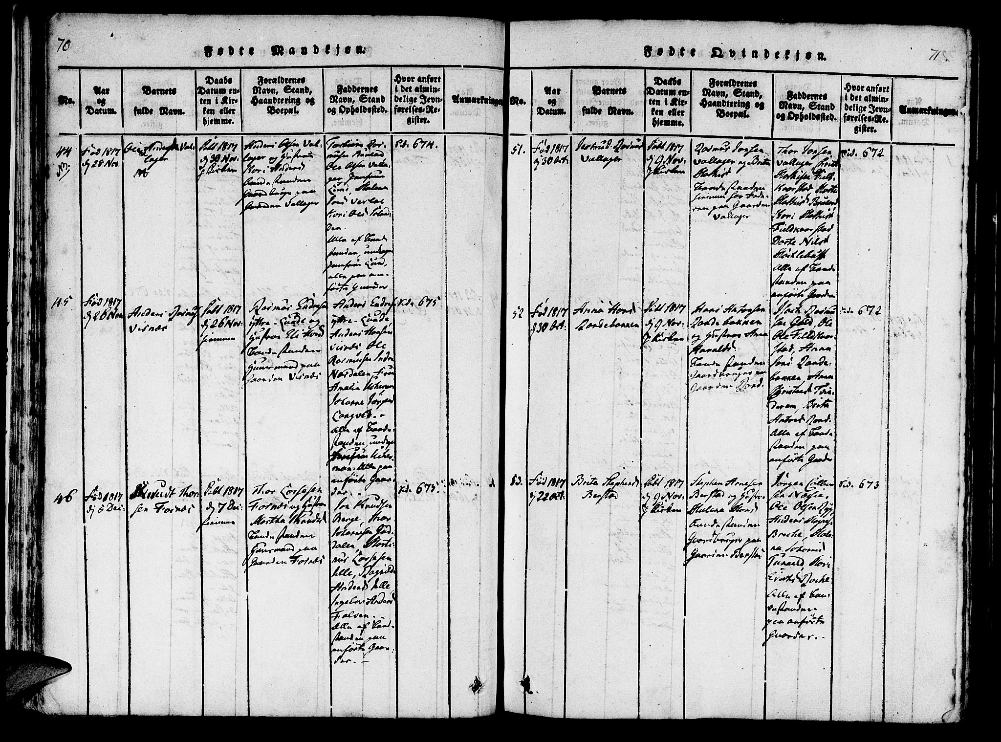 Innvik sokneprestembete, AV/SAB-A-80501: Parish register (official) no. A 2, 1816-1821, p. 70-71