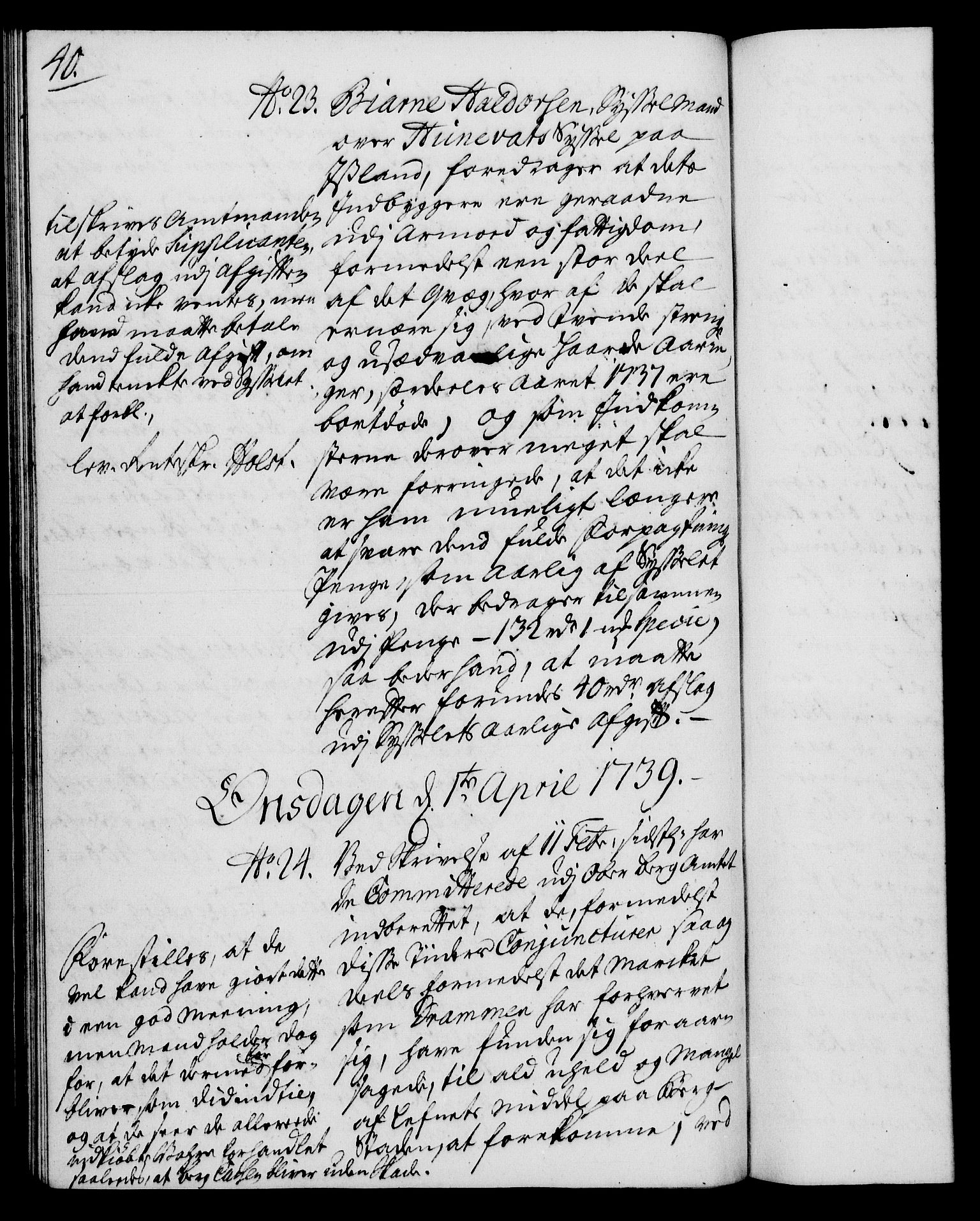 Rentekammeret, Kammerkanselliet, RA/EA-3111/G/Gh/Gha/L0021: Norsk ekstraktmemorialprotokoll (merket RK 53.66), 1739, p. 40