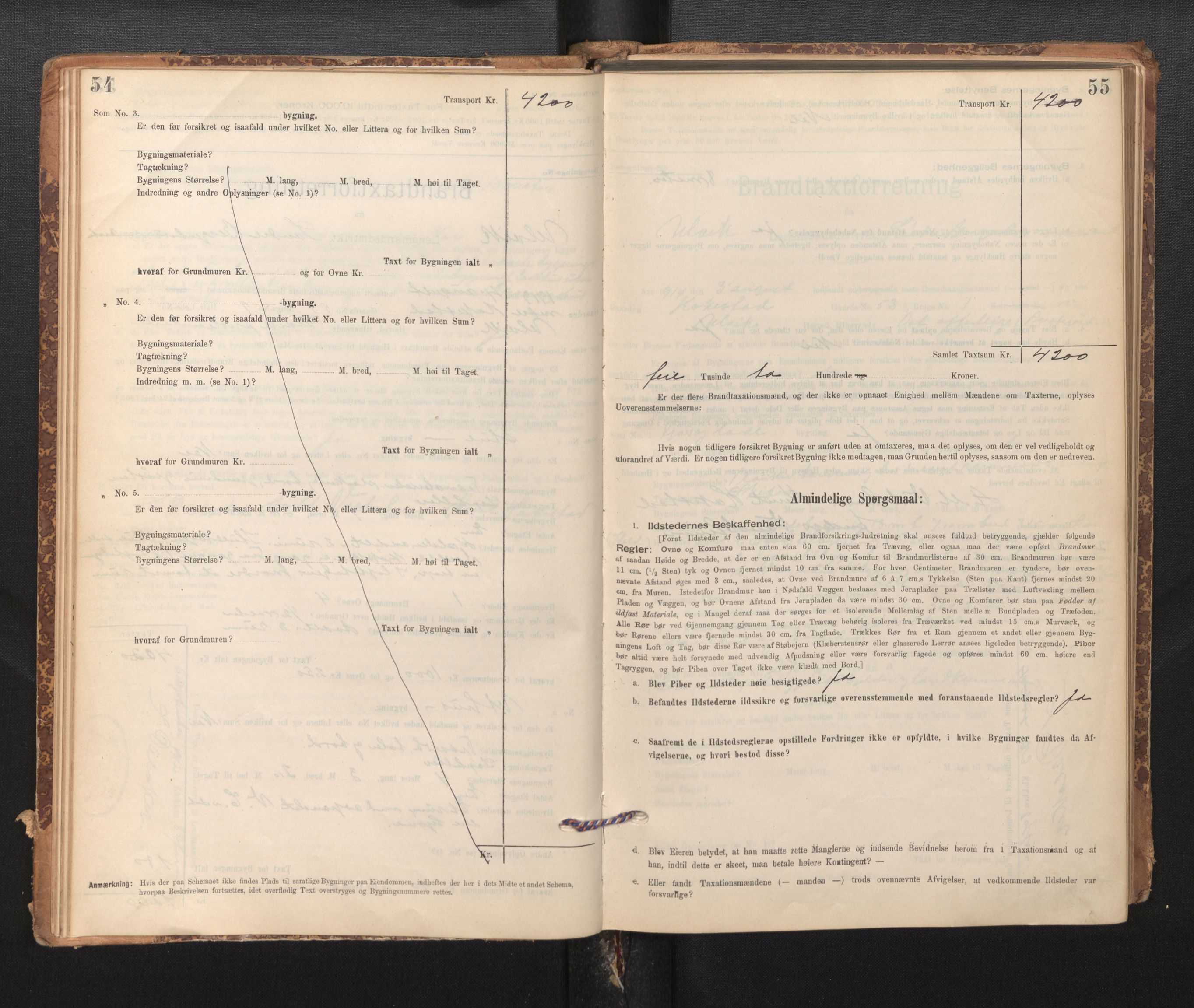 Lensmannen i Ulvik, AV/SAB-A-35601/0012/L0003: Branntakstprotokoll, skjematakst, 1895-1946, p. 54-55