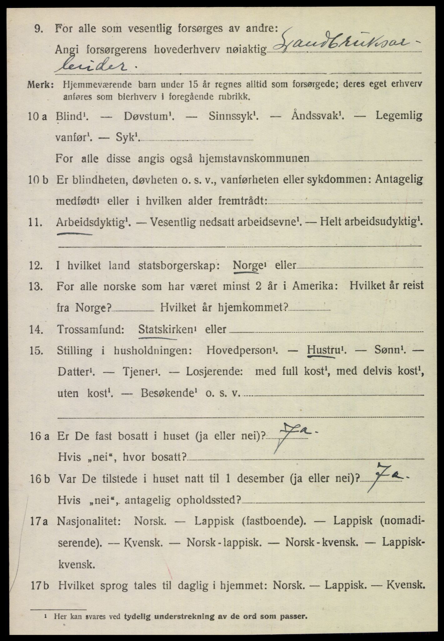 SAT, 1920 census for Foldereid, 1920, p. 1165