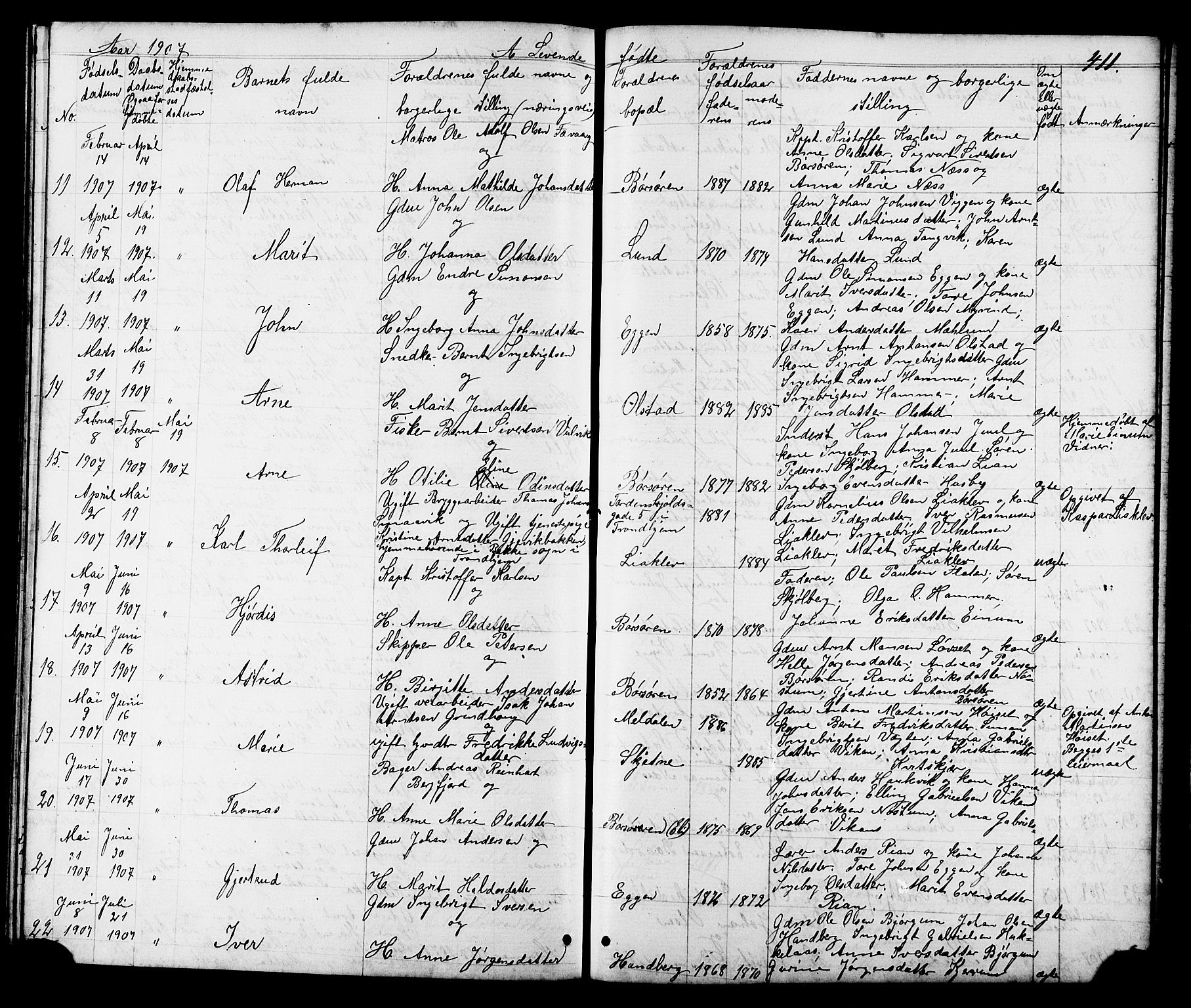 Ministerialprotokoller, klokkerbøker og fødselsregistre - Sør-Trøndelag, SAT/A-1456/665/L0777: Parish register (copy) no. 665C02, 1867-1915, p. 411