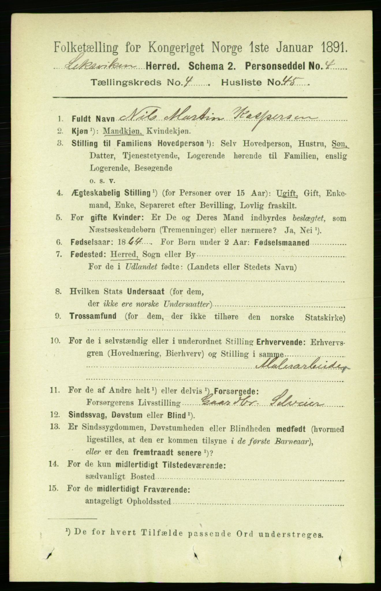 RA, 1891 census for 1718 Leksvik, 1891, p. 2197