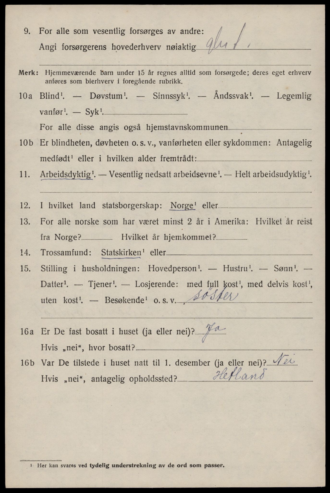 SAST, 1920 census for Høyland, 1920, p. 3017