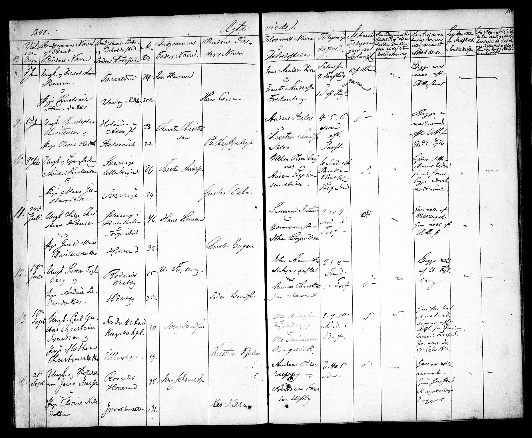 Rødenes prestekontor Kirkebøker, SAO/A-2005/F/Fa/L0005: Parish register (official) no. I 5, 1838-1849, p. 158