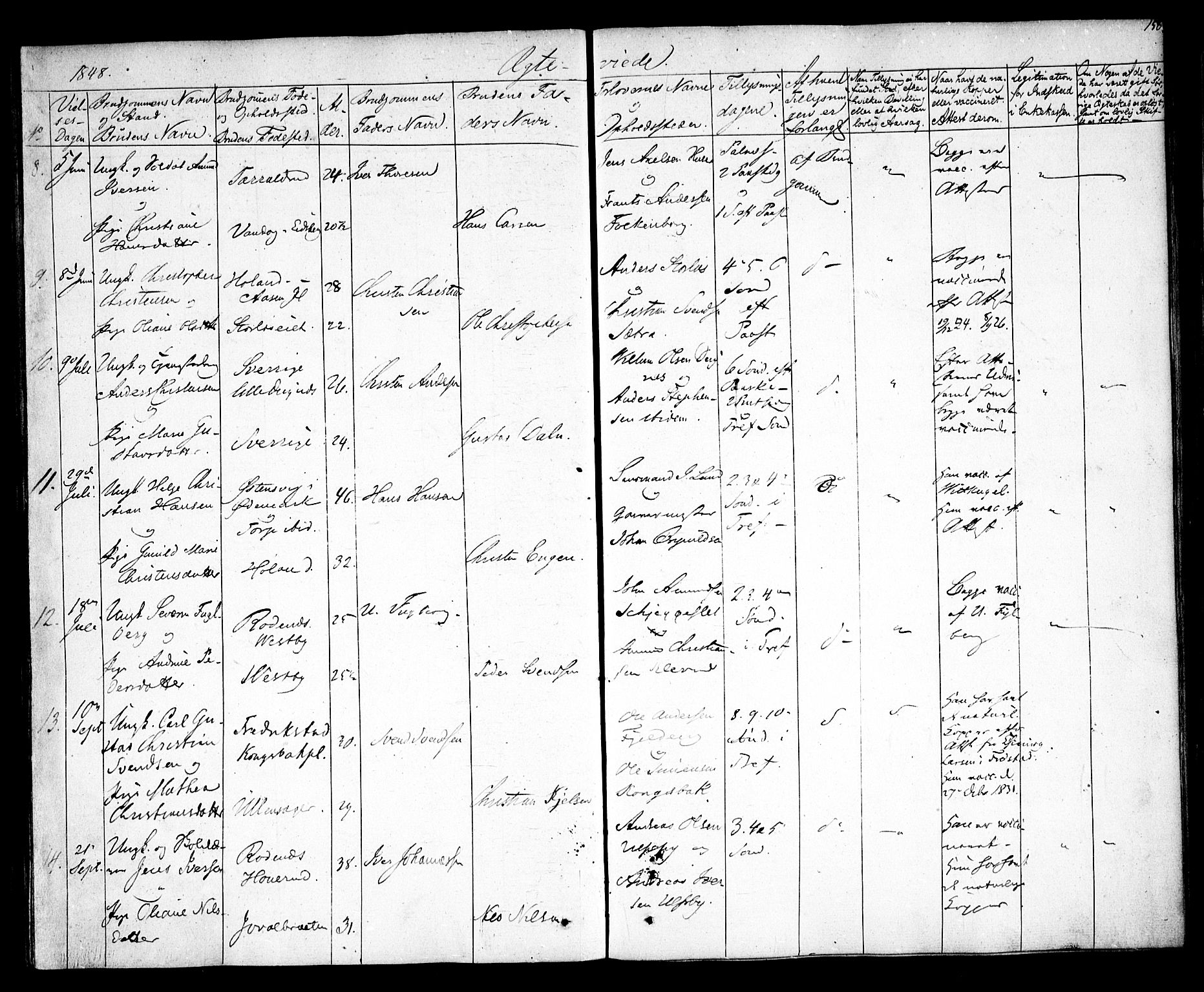 Rødenes prestekontor Kirkebøker, AV/SAO-A-2005/F/Fa/L0005: Parish register (official) no. I 5, 1838-1849, p. 158