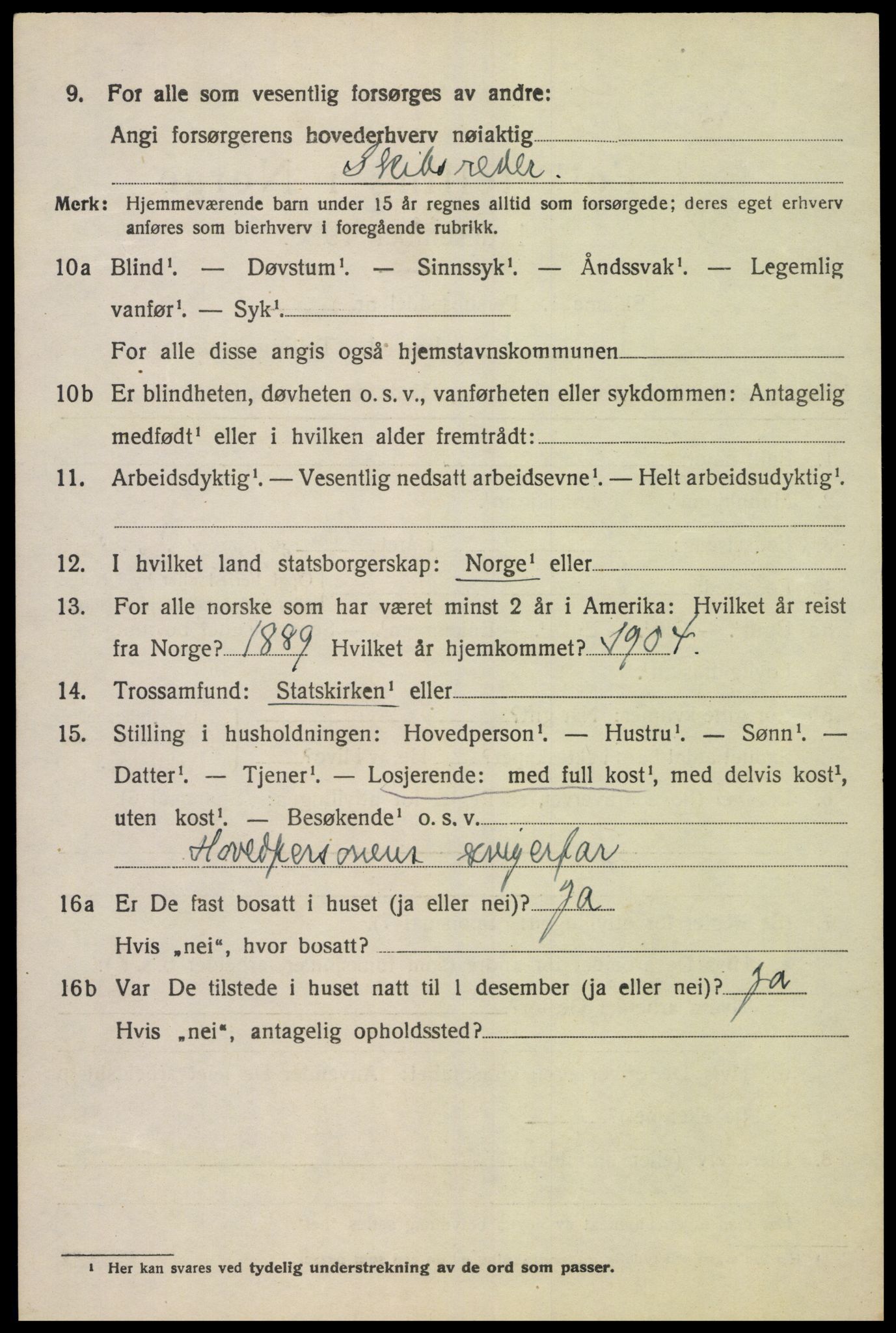 SAK, 1920 census for Lyngdal, 1920, p. 3000