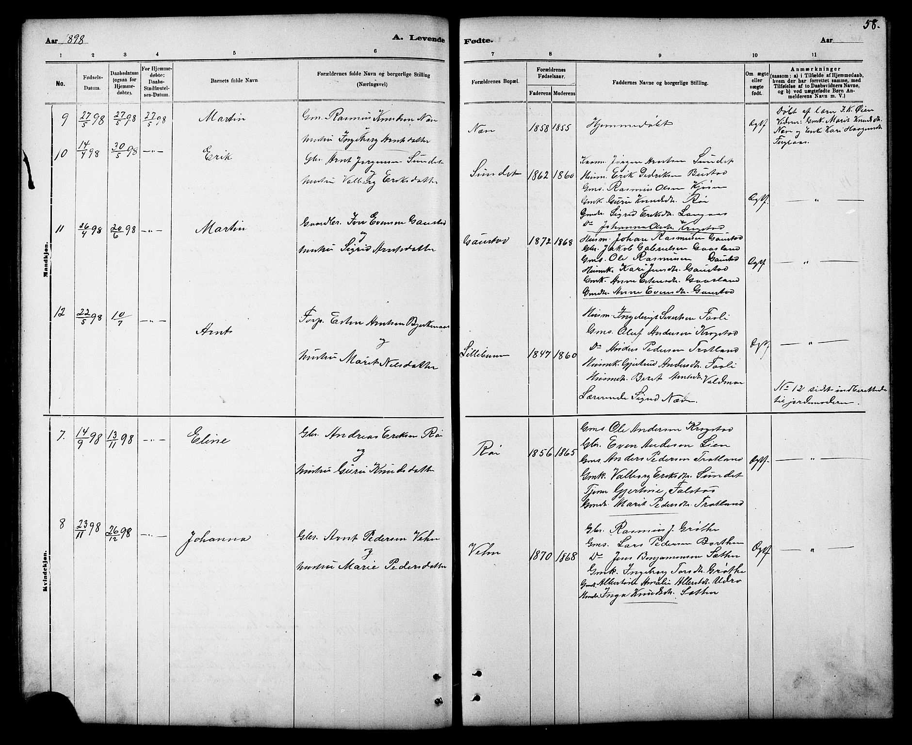 Ministerialprotokoller, klokkerbøker og fødselsregistre - Sør-Trøndelag, AV/SAT-A-1456/694/L1132: Parish register (copy) no. 694C04, 1887-1914, p. 58