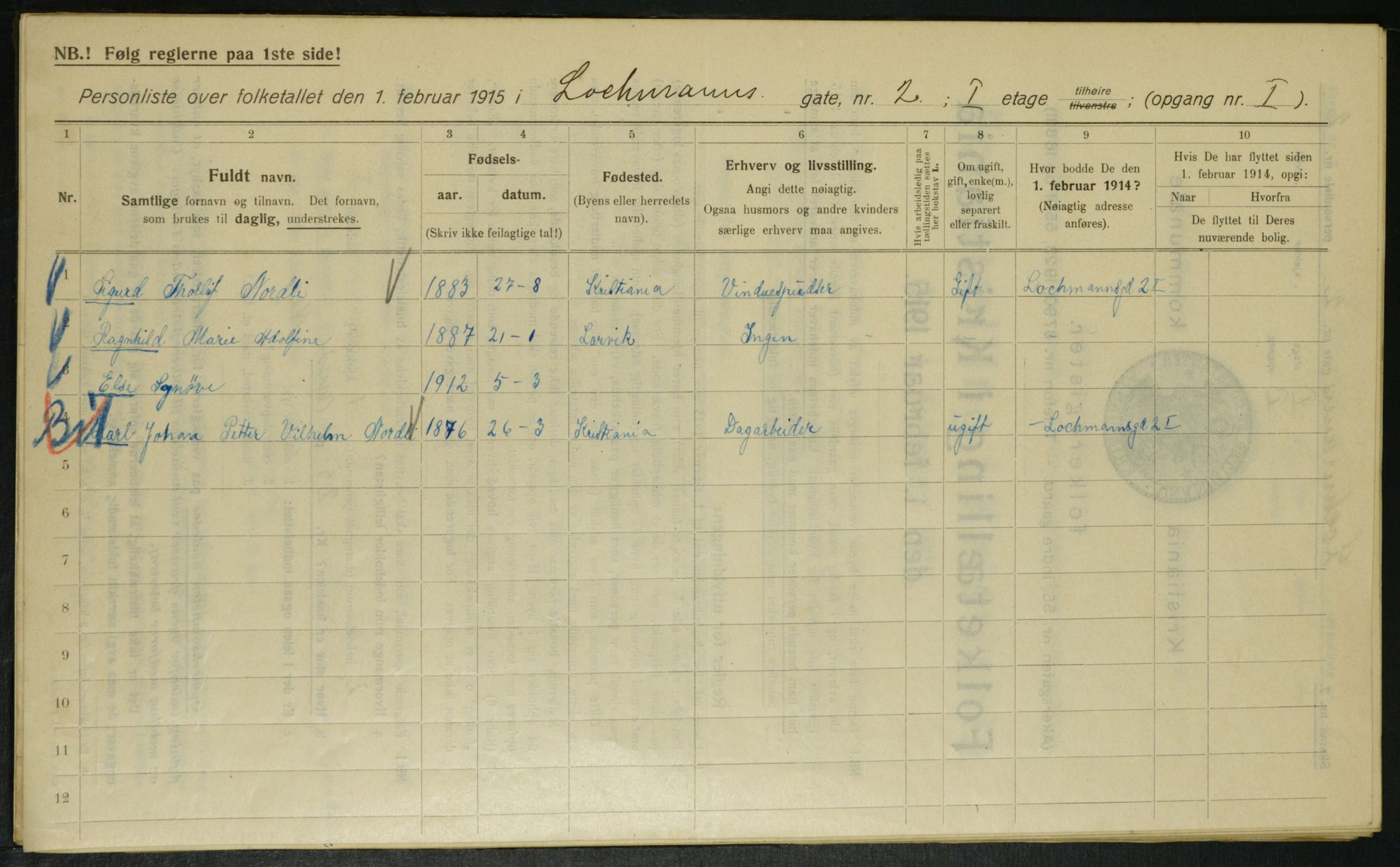 OBA, Municipal Census 1915 for Kristiania, 1915, p. 81513