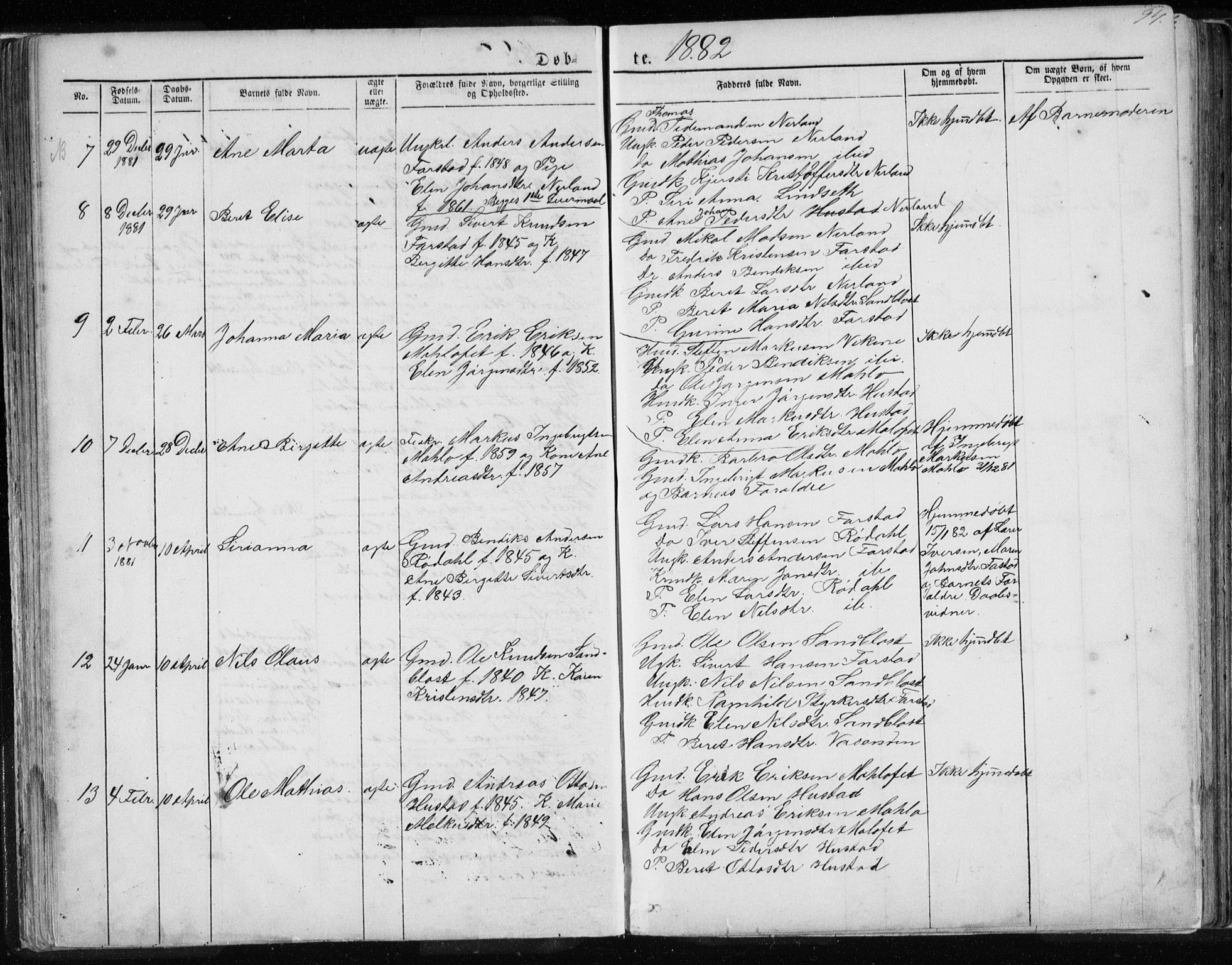 Ministerialprotokoller, klokkerbøker og fødselsregistre - Møre og Romsdal, AV/SAT-A-1454/567/L0782: Parish register (copy) no. 567C02, 1867-1886, p. 94