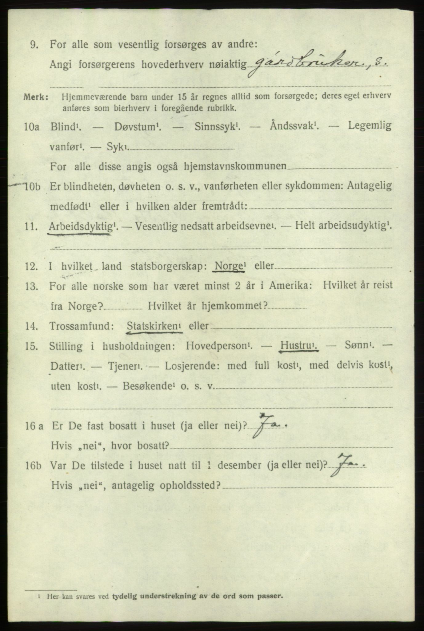 SAB, 1920 census for Tysnes, 1920, p. 6163