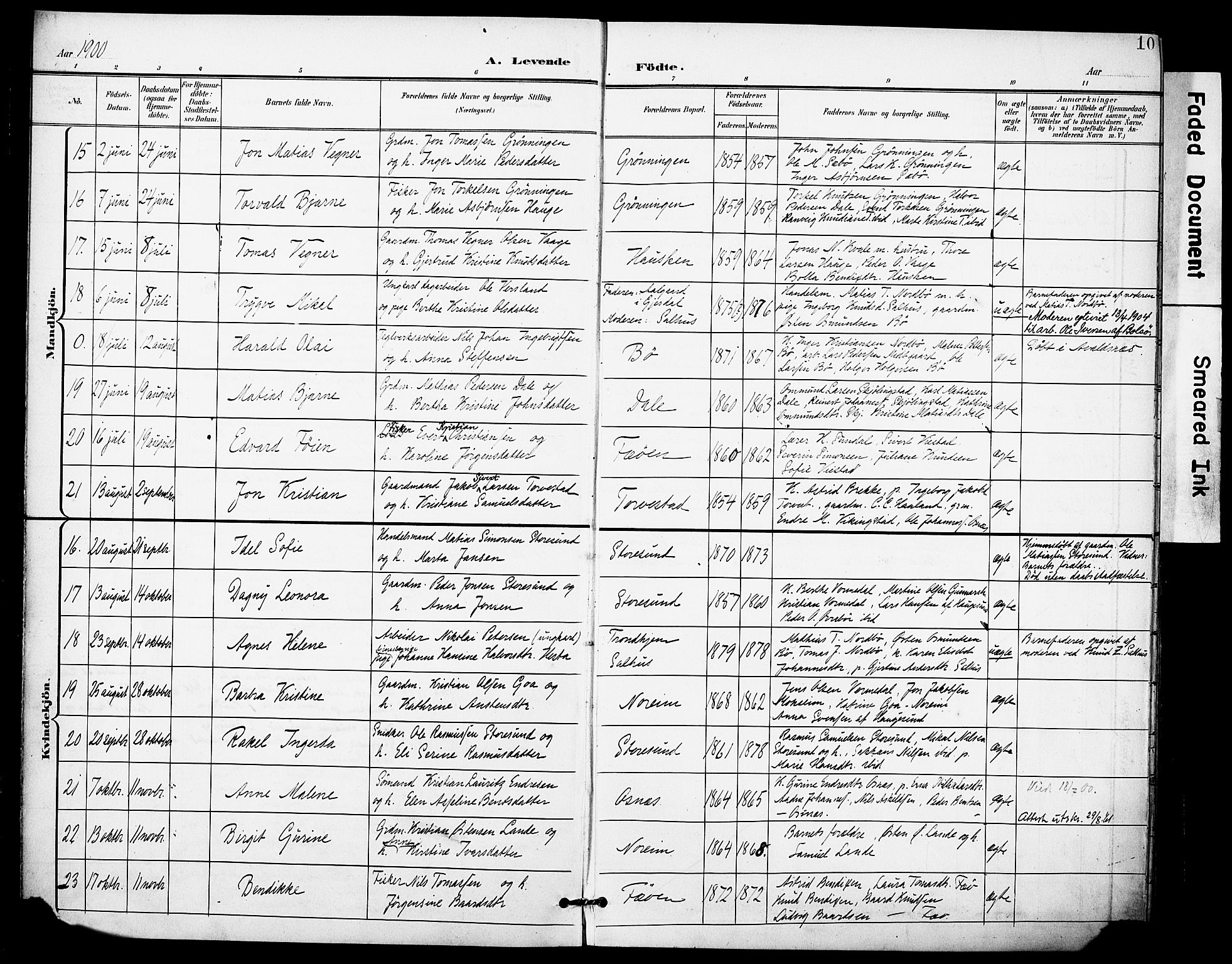 Torvastad sokneprestkontor, AV/SAST-A -101857/H/Ha/Haa/L0017: Parish register (official) no. A 16, 1899-1911, p. 10