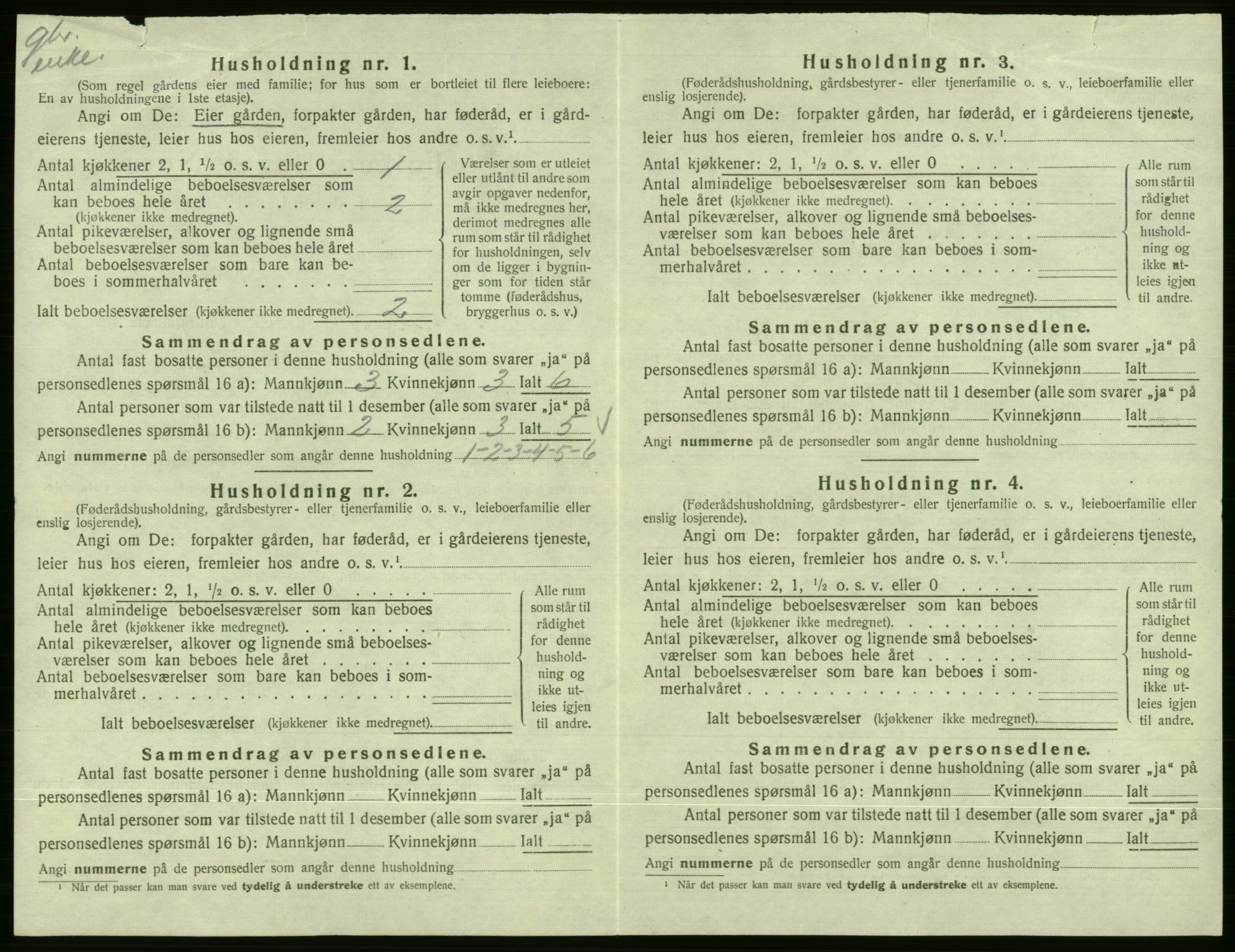 SAB, 1920 census for Vossestrand, 1920, p. 707