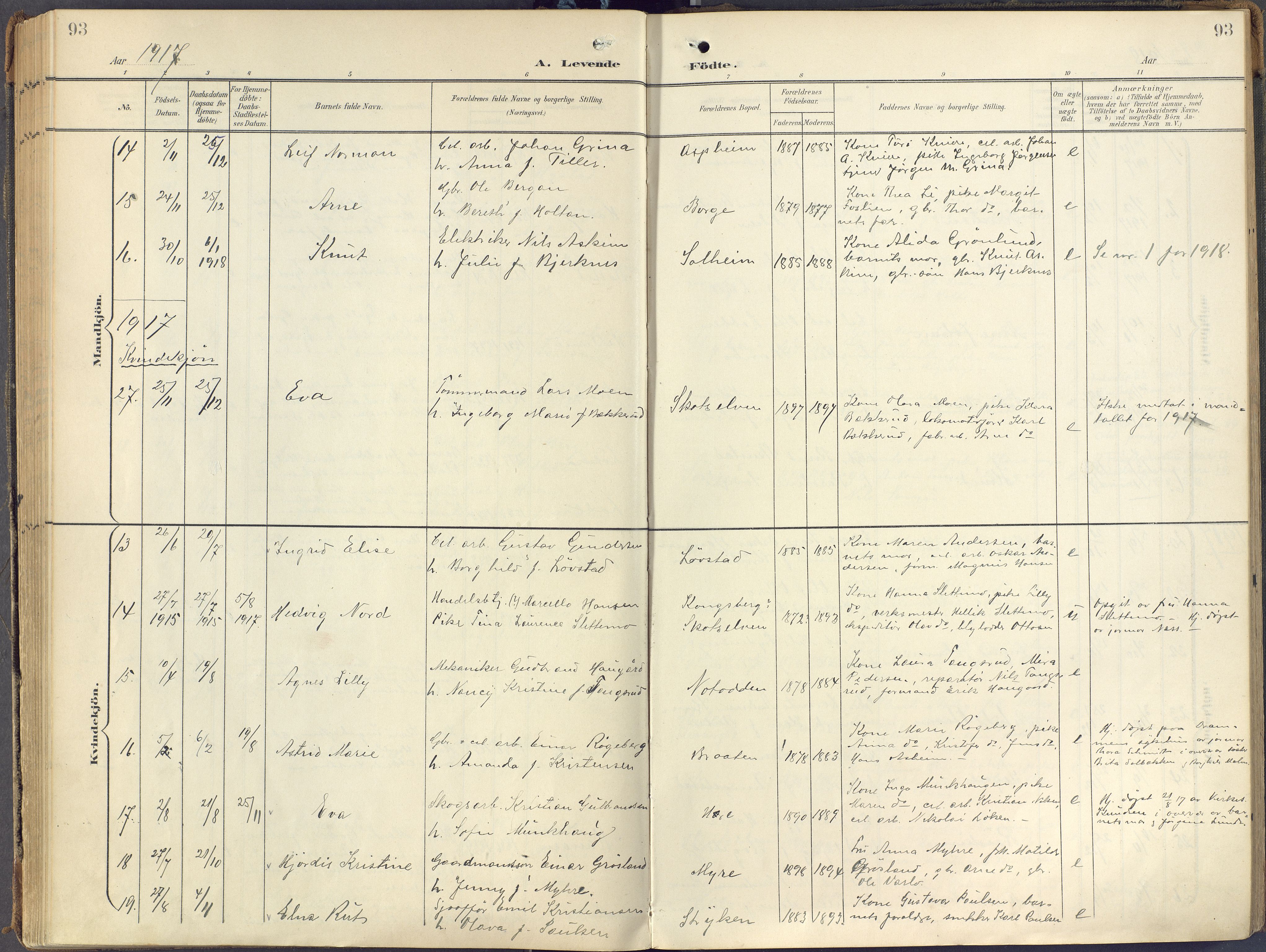 Eiker kirkebøker, AV/SAKO-A-4/F/Fc/L0004: Parish register (official) no. III 4, 1900-1919, p. 93
