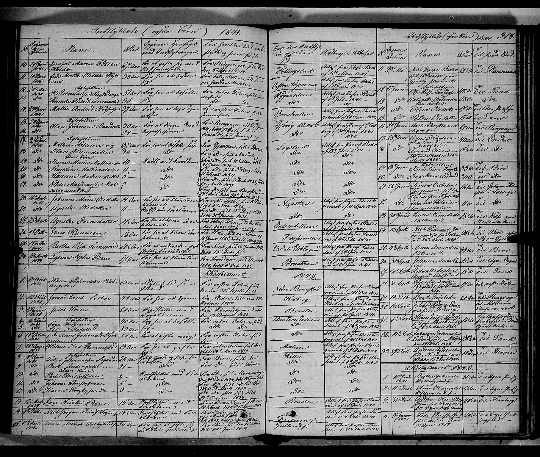 Vardal prestekontor, SAH/PREST-100/H/Ha/Haa/L0005: Parish register (official) no. 5, 1831-1853, p. 318