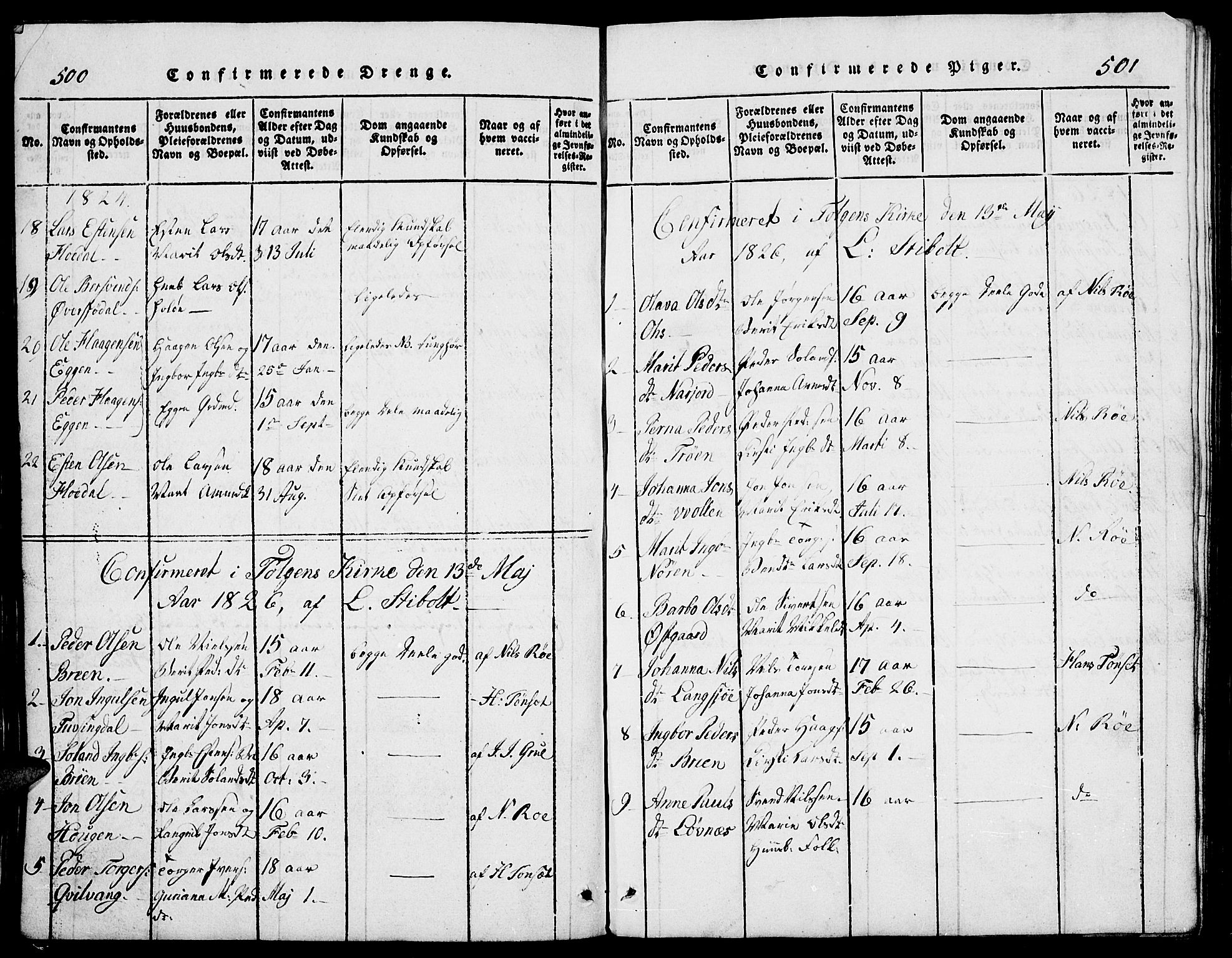 Tolga prestekontor, SAH/PREST-062/L/L0002: Parish register (copy) no. 2, 1815-1844, p. 500-501