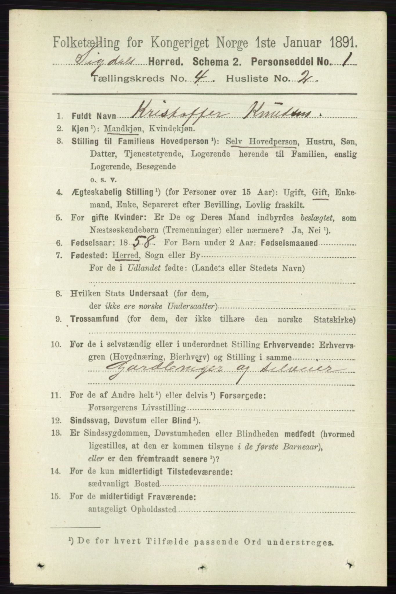 RA, 1891 census for 0621 Sigdal, 1891, p. 1655