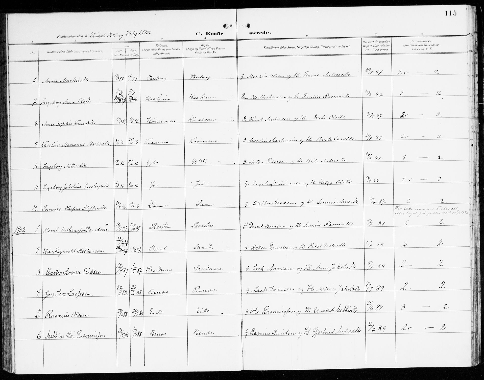 Innvik sokneprestembete, AV/SAB-A-80501: Parish register (official) no. C 2, 1900-1920, p. 115