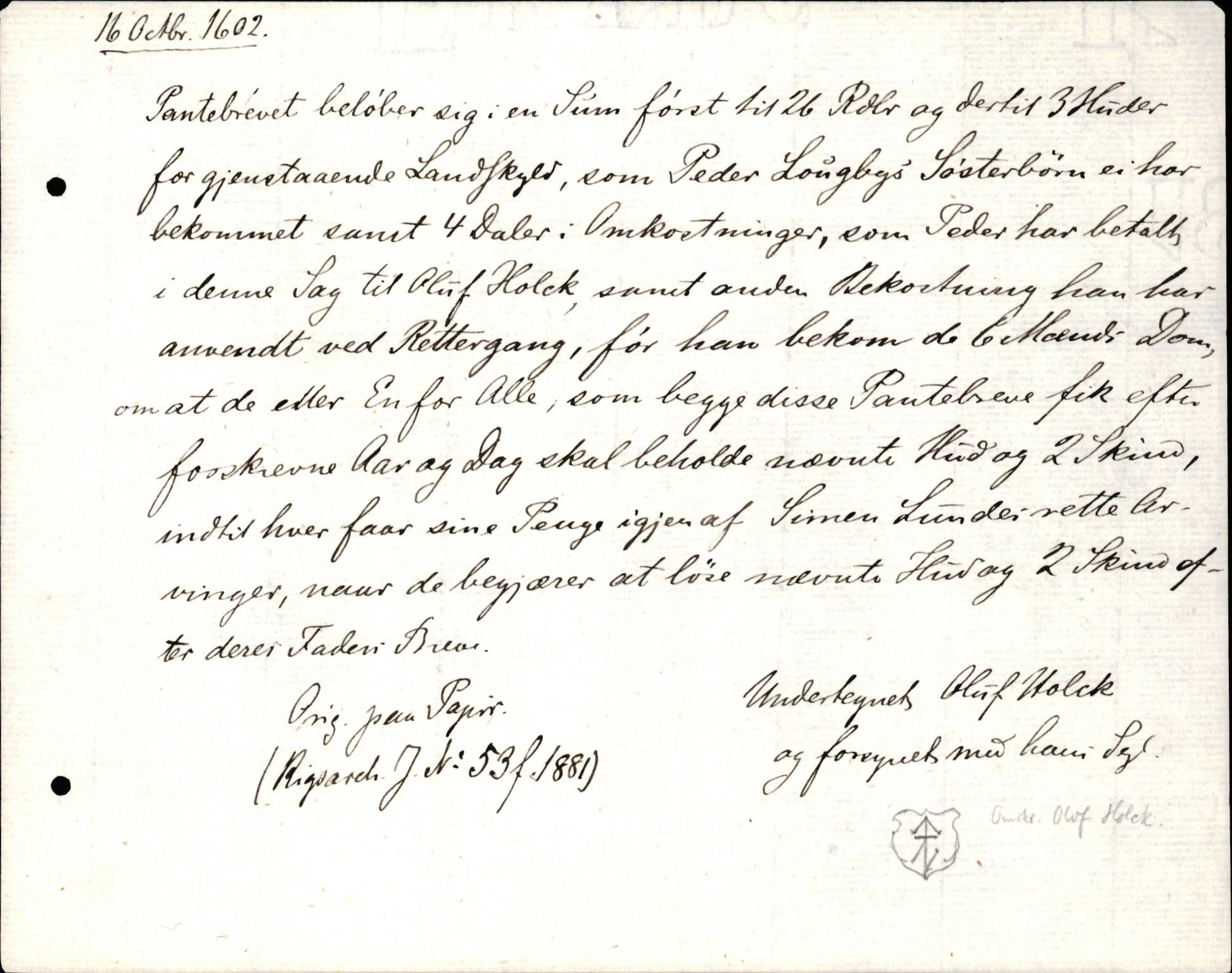 Riksarkivets diplomsamling, AV/RA-EA-5965/F35/F35d/L0002: Innlånte diplomer, seddelregister, 1592-1620, p. 365