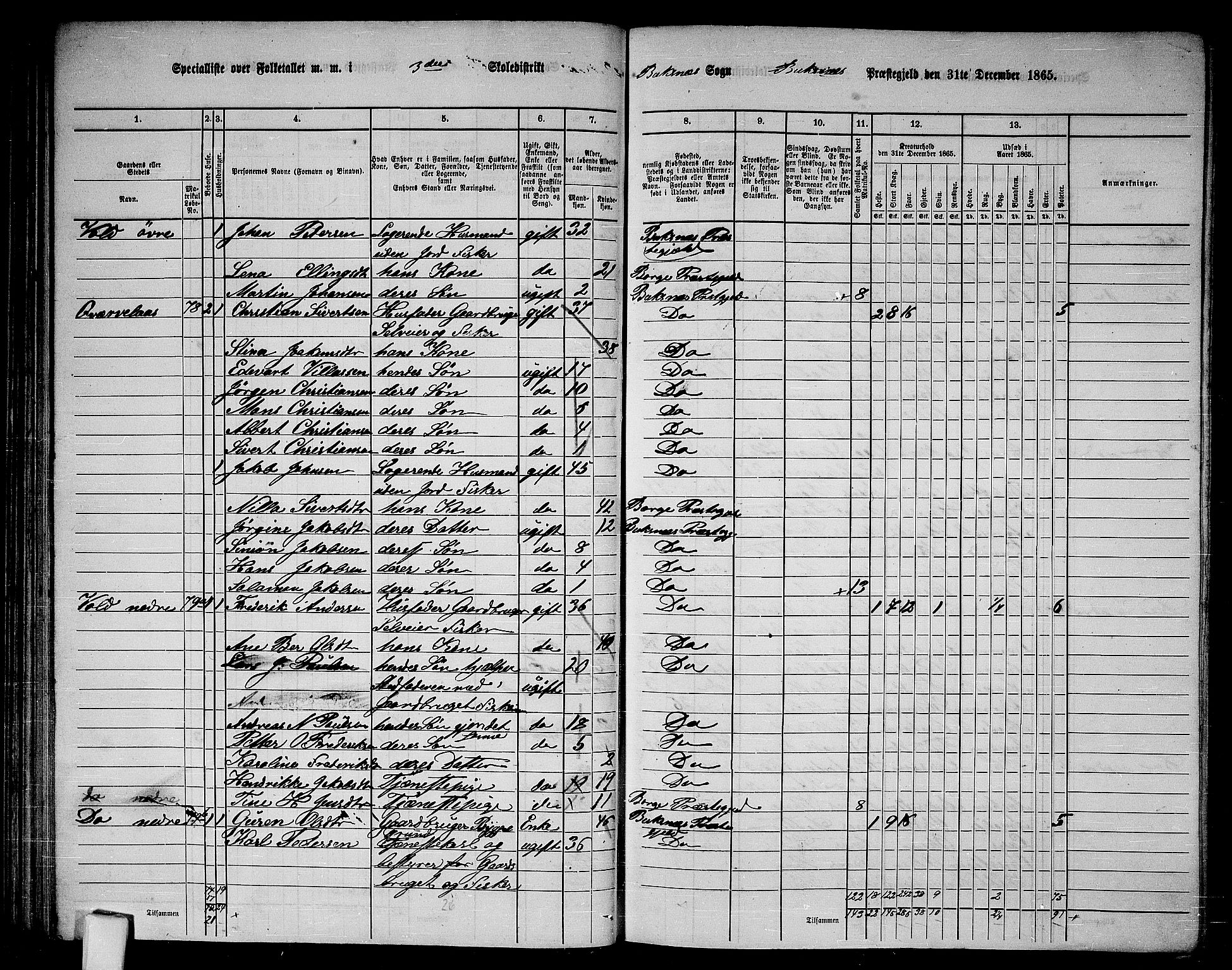 RA, 1865 census for Buksnes, 1865, p. 58