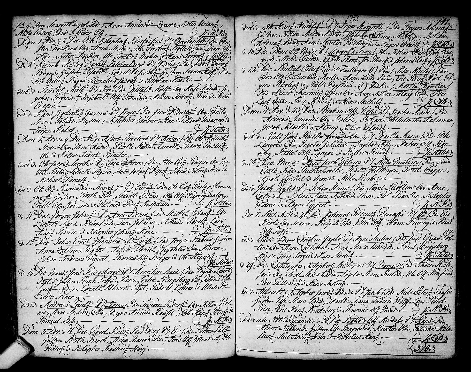 Kongsberg kirkebøker, SAKO/A-22/F/Fa/L0003: Parish register (official) no. I 3, 1744-1755, p. 141