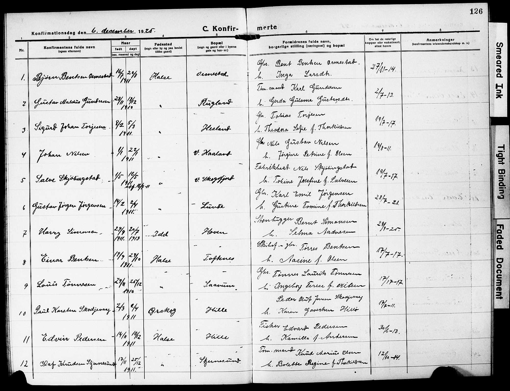 Mandal sokneprestkontor, AV/SAK-1111-0030/F/Fb/Fba/L0013: Parish register (copy) no. B 7, 1918-1931, p. 126