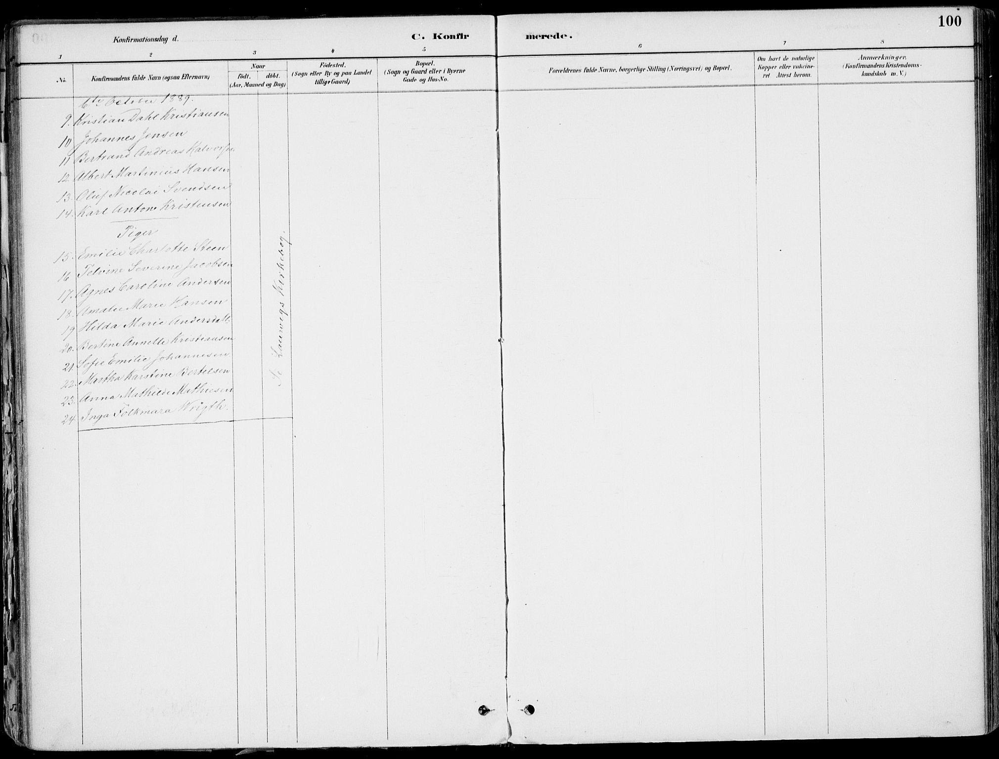 Larvik kirkebøker, AV/SAKO-A-352/F/Fb/L0004: Parish register (official) no. II 4, 1884-1902, p. 100