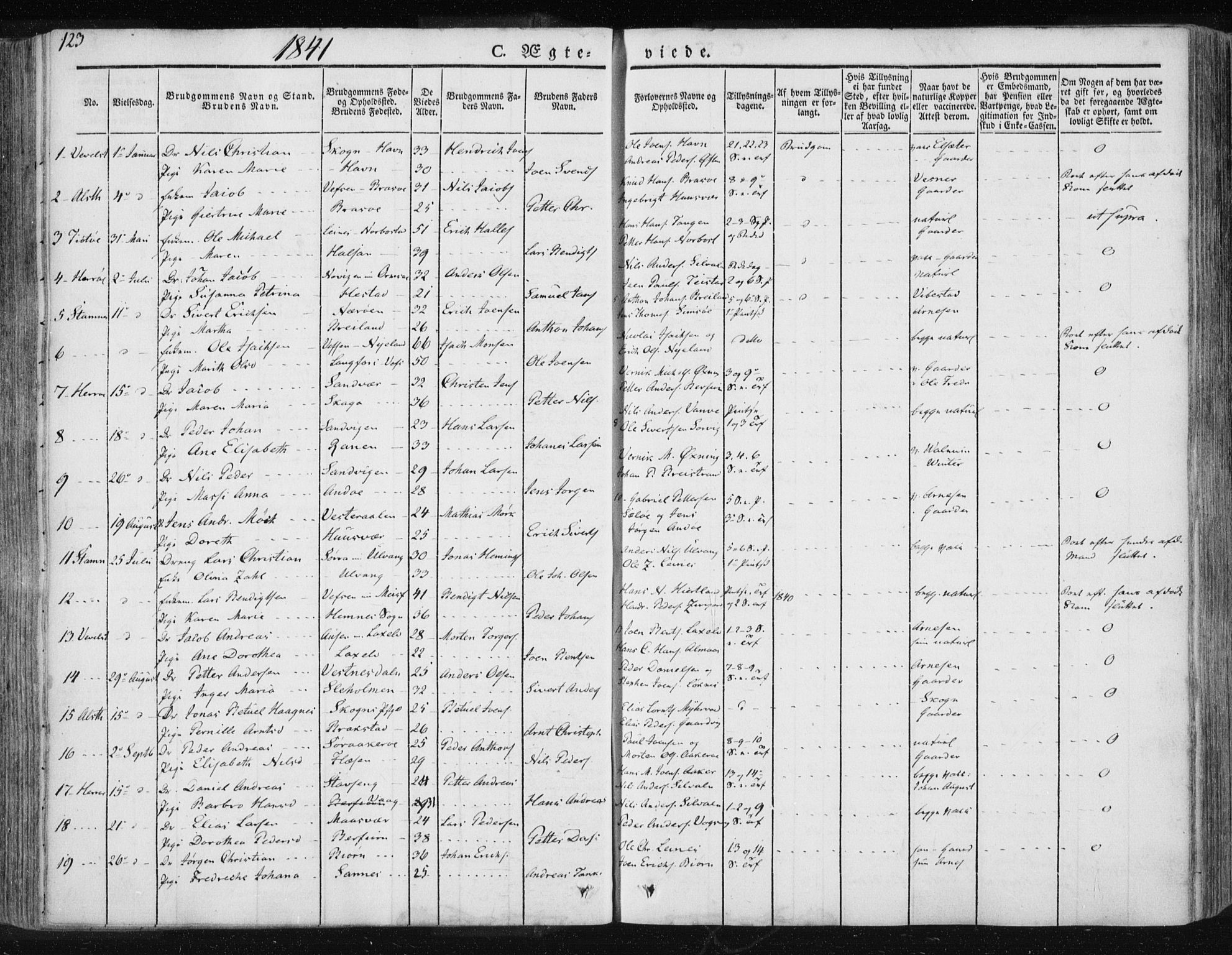 Ministerialprotokoller, klokkerbøker og fødselsregistre - Nordland, SAT/A-1459/830/L0447: Parish register (official) no. 830A11, 1831-1854, p. 123