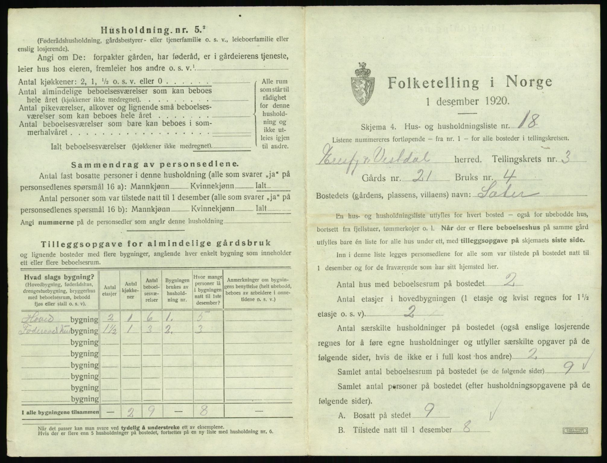 SAT, 1920 census for Eresfjord og Vistdal, 1920, p. 267