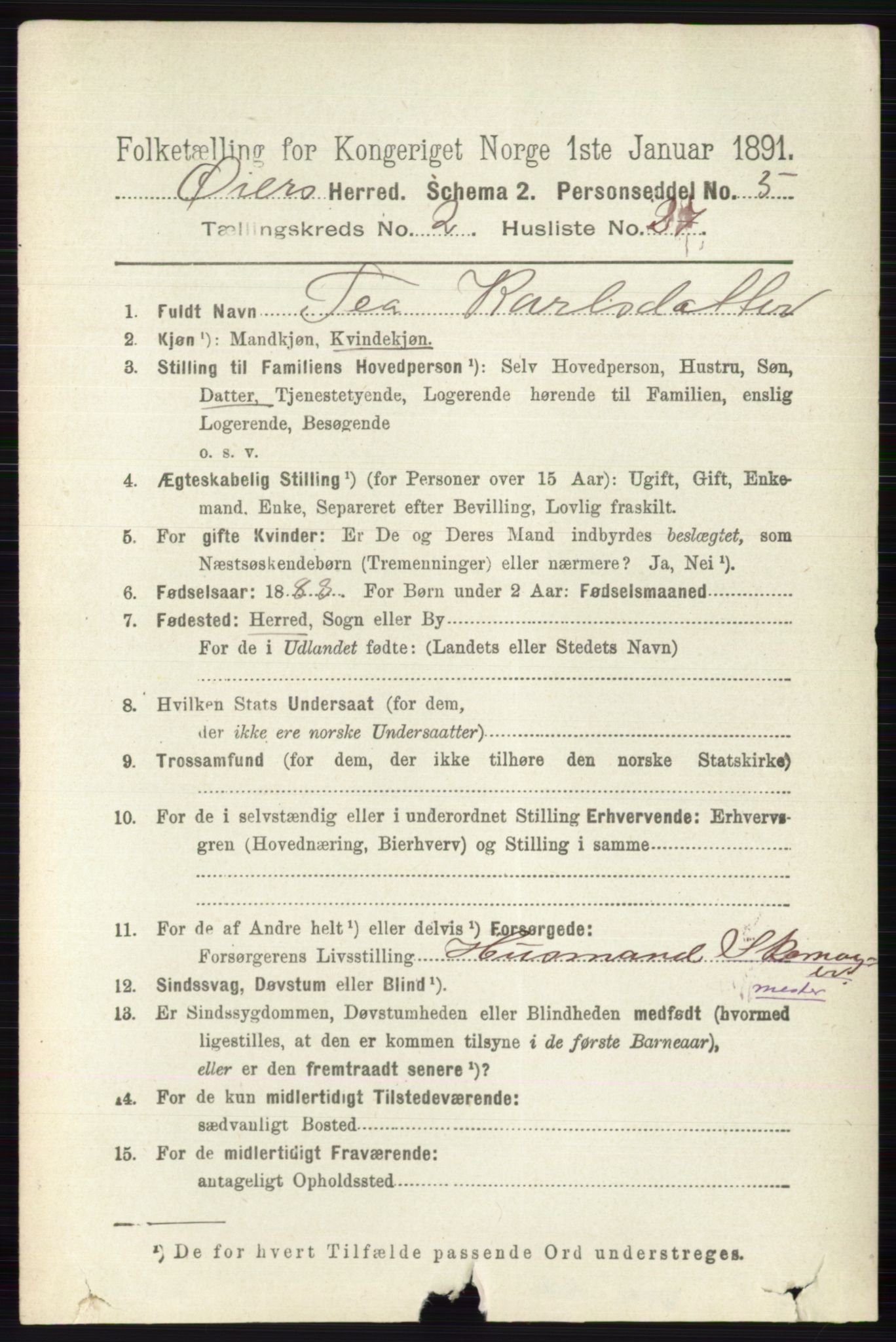 RA, 1891 census for 0521 Øyer, 1891, p. 623