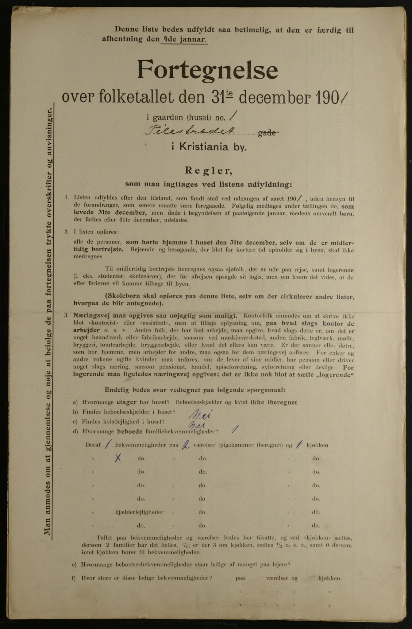 OBA, Municipal Census 1901 for Kristiania, 1901, p. 12091