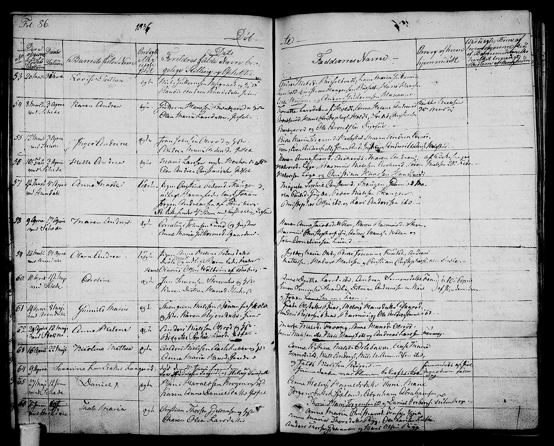 Stokke kirkebøker, SAKO/A-320/F/Fa/L0006: Parish register (official) no. I 6, 1826-1843, p. 86