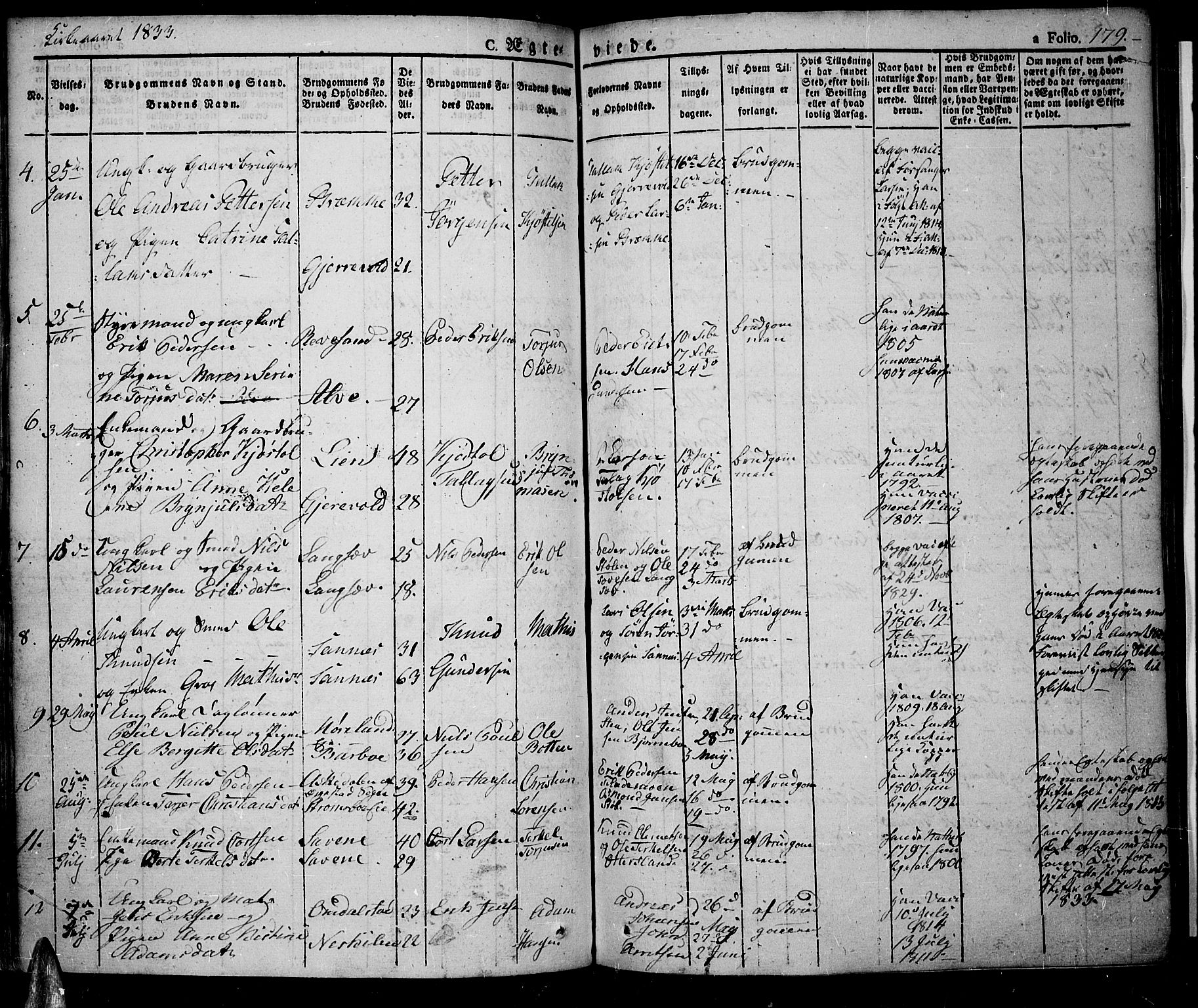 Tromøy sokneprestkontor, AV/SAK-1111-0041/F/Fa/L0003: Parish register (official) no. A 3, 1825-1837, p. 179