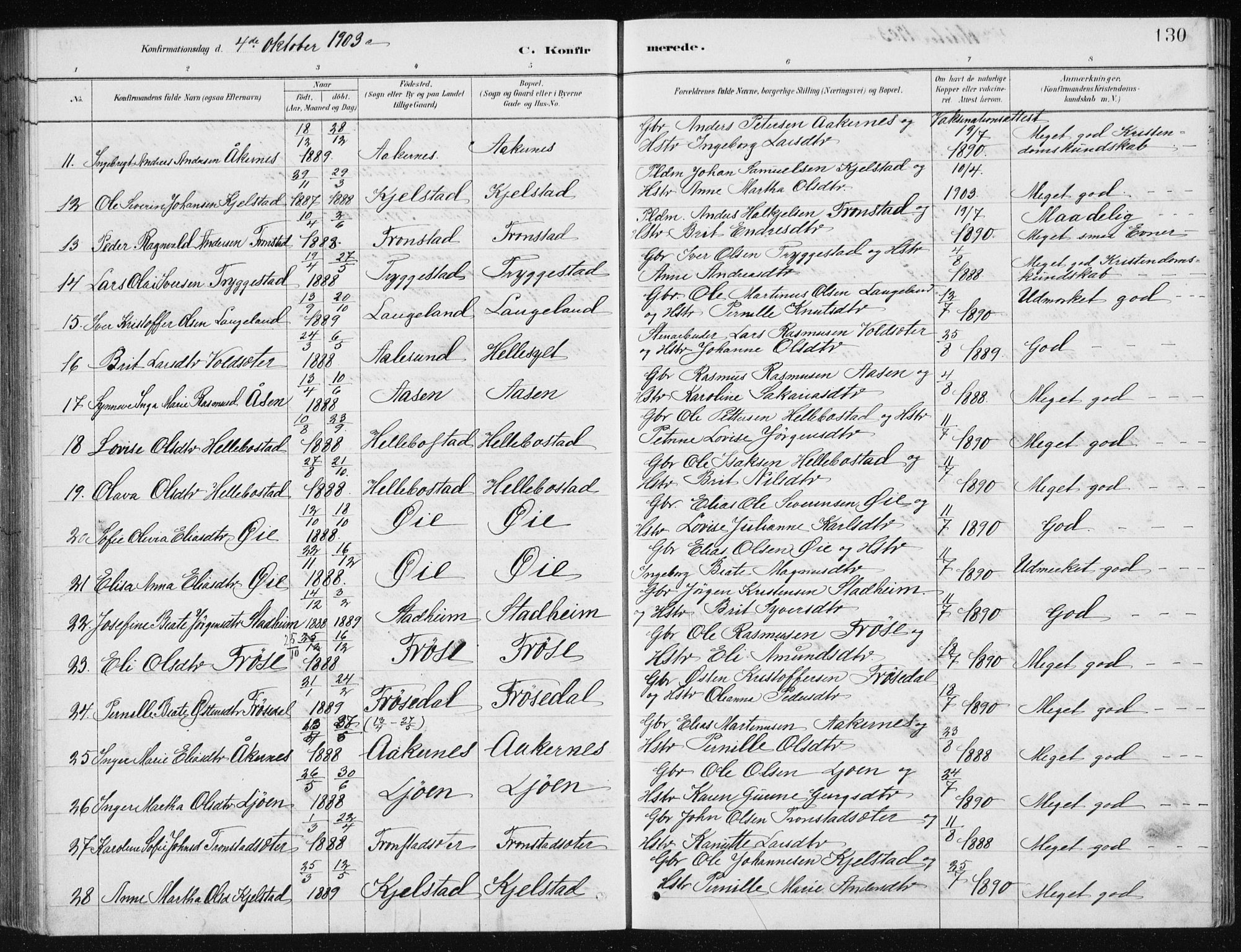 Ministerialprotokoller, klokkerbøker og fødselsregistre - Møre og Romsdal, AV/SAT-A-1454/517/L0230: Parish register (copy) no. 517C03, 1879-1912, p. 130