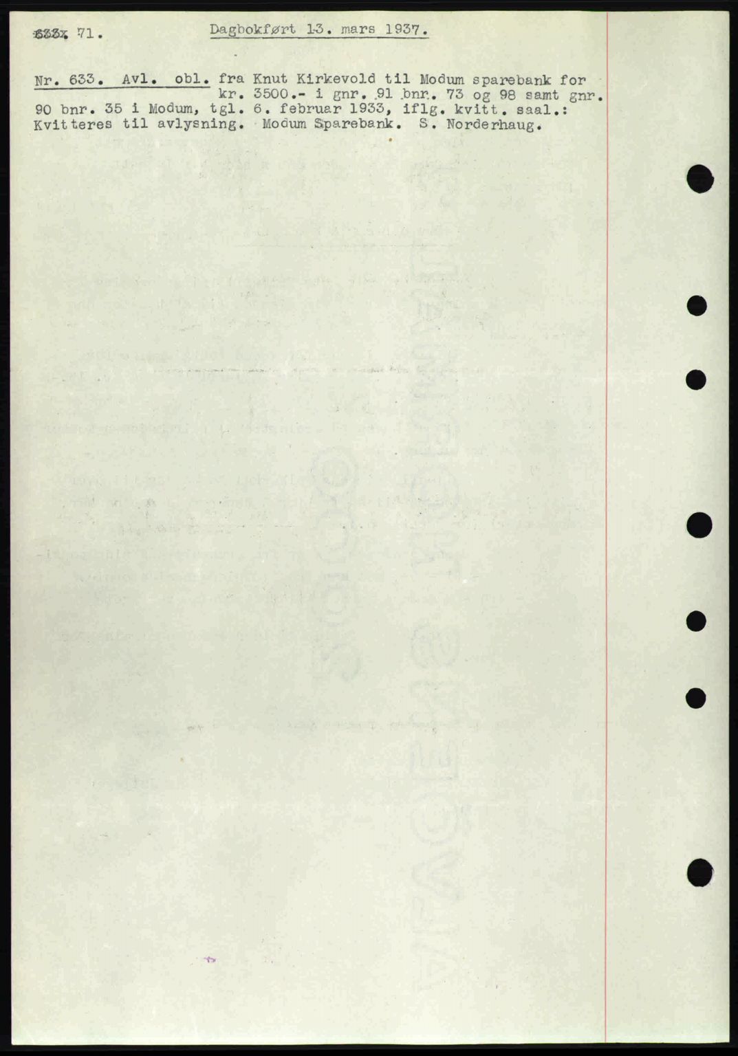 Eiker, Modum og Sigdal sorenskriveri, SAKO/A-123/G/Ga/Gab/L0035: Mortgage book no. A5, 1937-1937, Diary no: : 633/1937