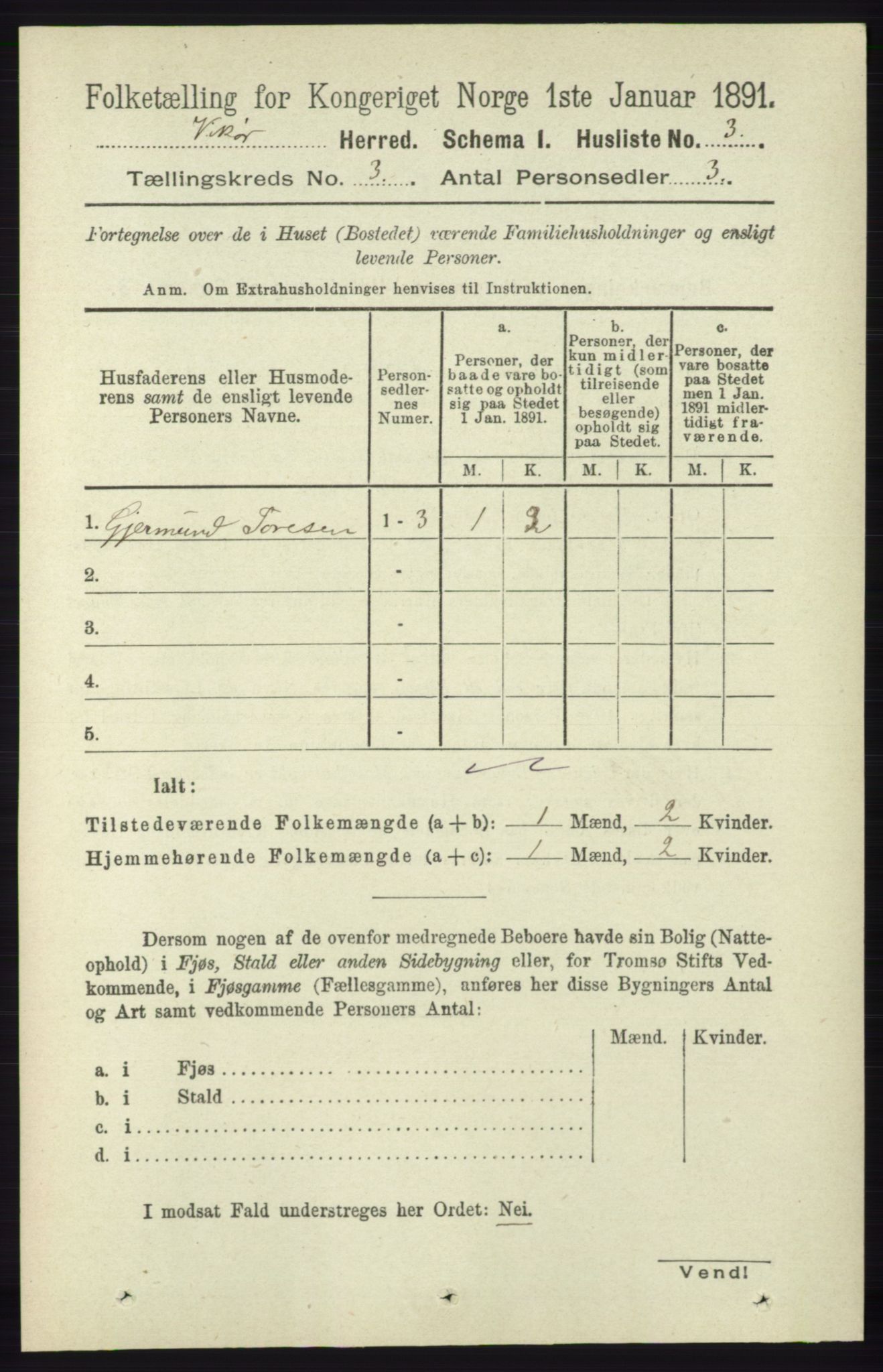 RA, 1891 census for 1238 Vikør, 1891, p. 695