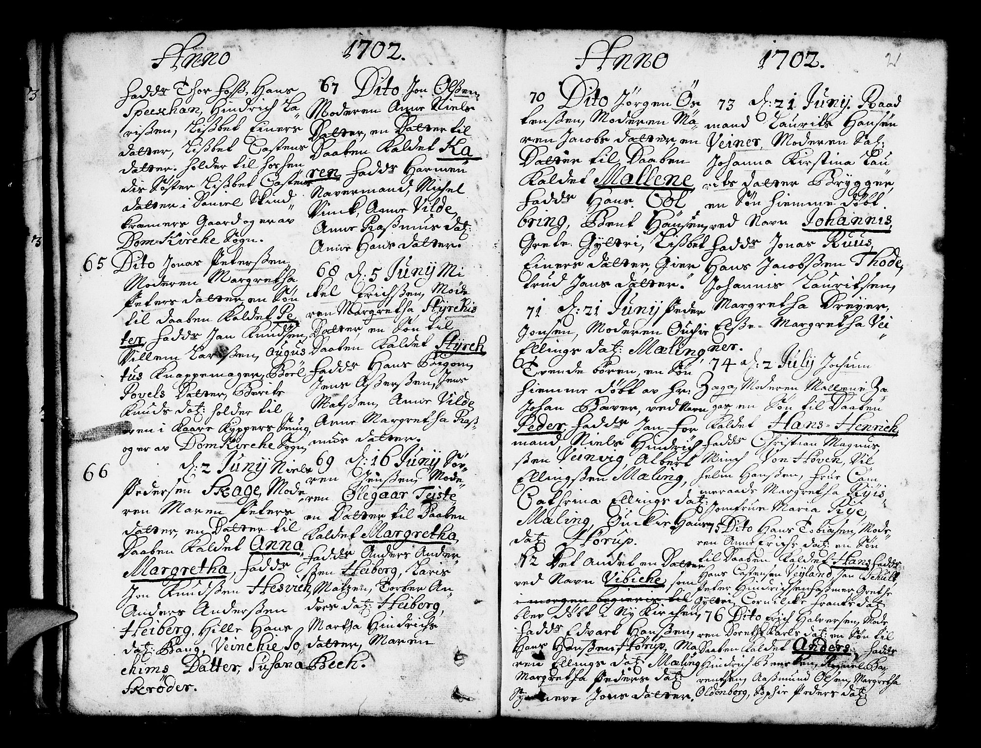 Nykirken Sokneprestembete, AV/SAB-A-77101/H/Haa/L0002: Parish register (official) no. A 2, 1700-1723, p. 21