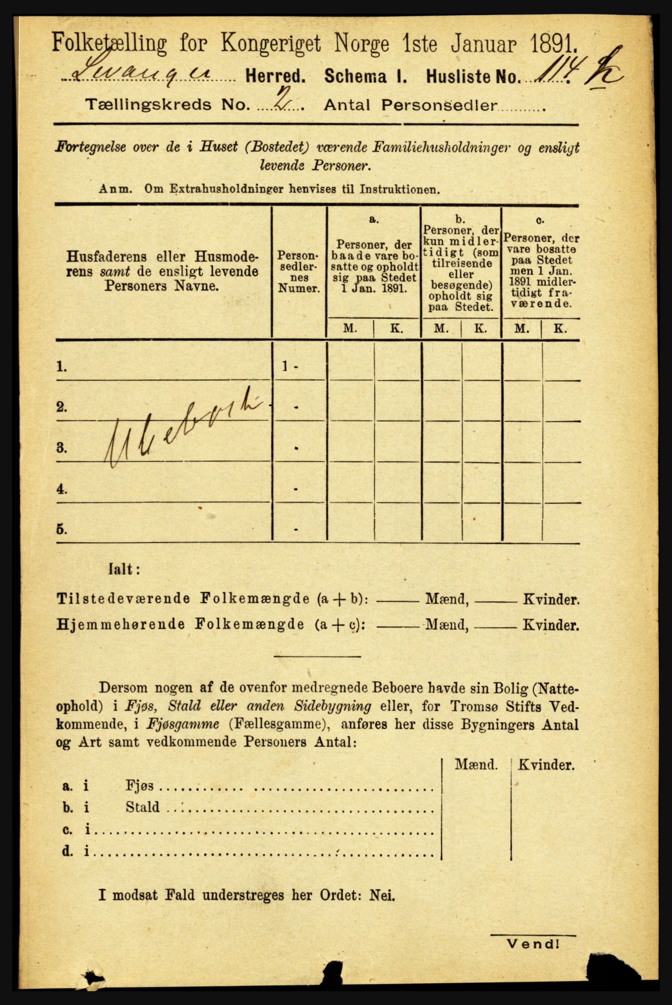 RA, 1891 census for 1720 Levanger, 1891, p. 864