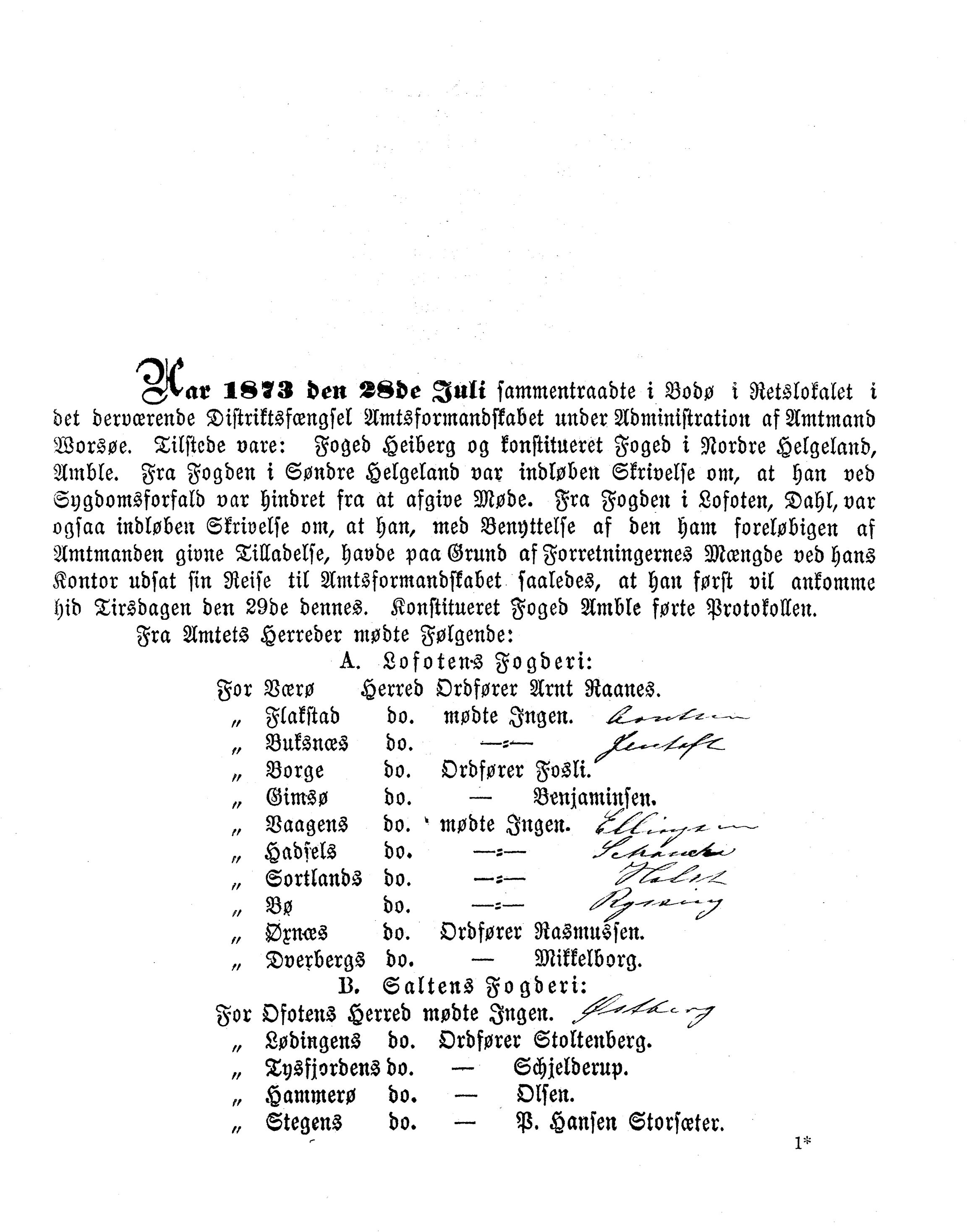 Nordland Fylkeskommune. Fylkestinget, AIN/NFK-17/176/A/Ac/L0007: Fylkestingsforhandlinger 1871-1875, 1871-1875