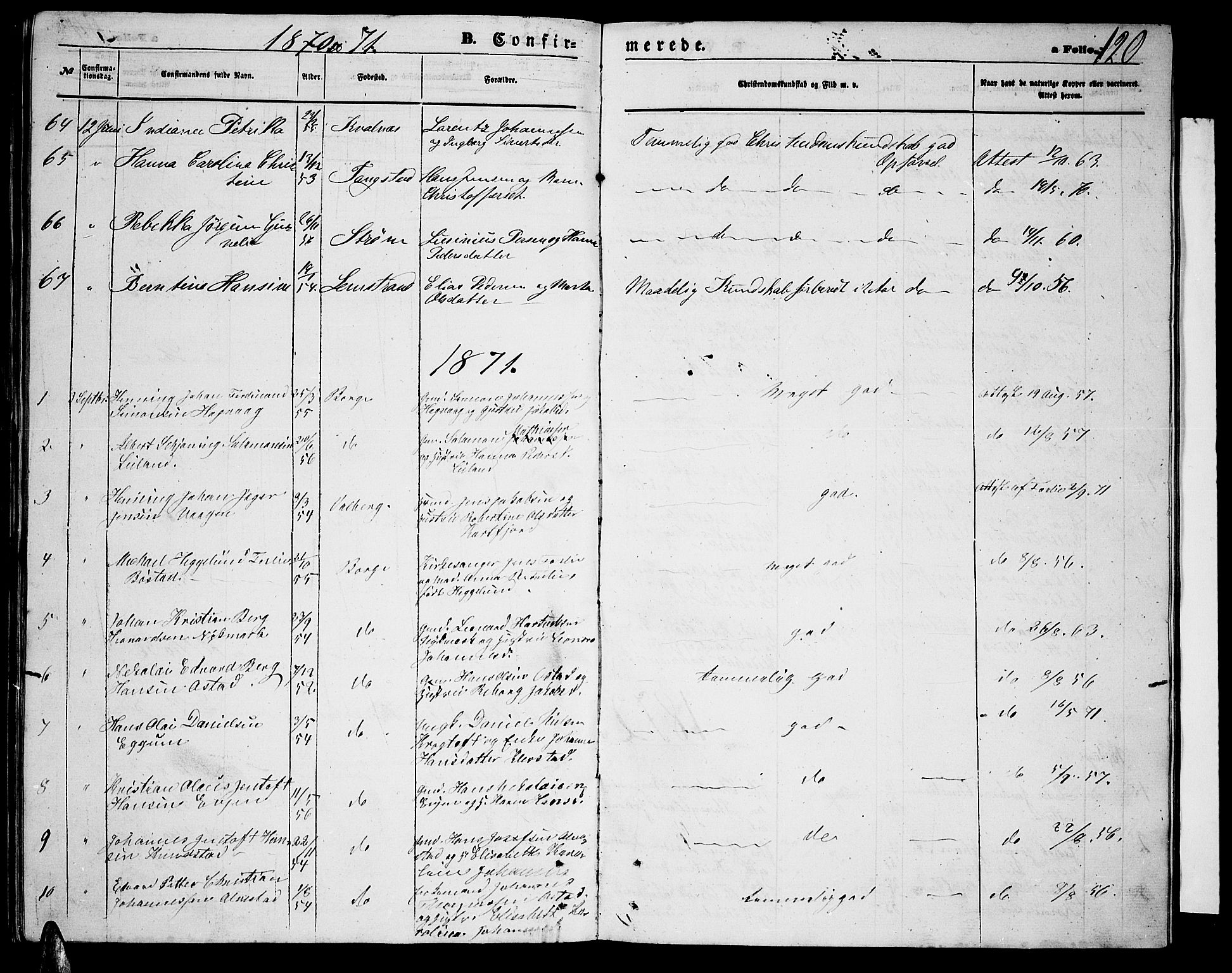 Ministerialprotokoller, klokkerbøker og fødselsregistre - Nordland, SAT/A-1459/880/L1140: Parish register (copy) no. 880C02, 1861-1875, p. 120