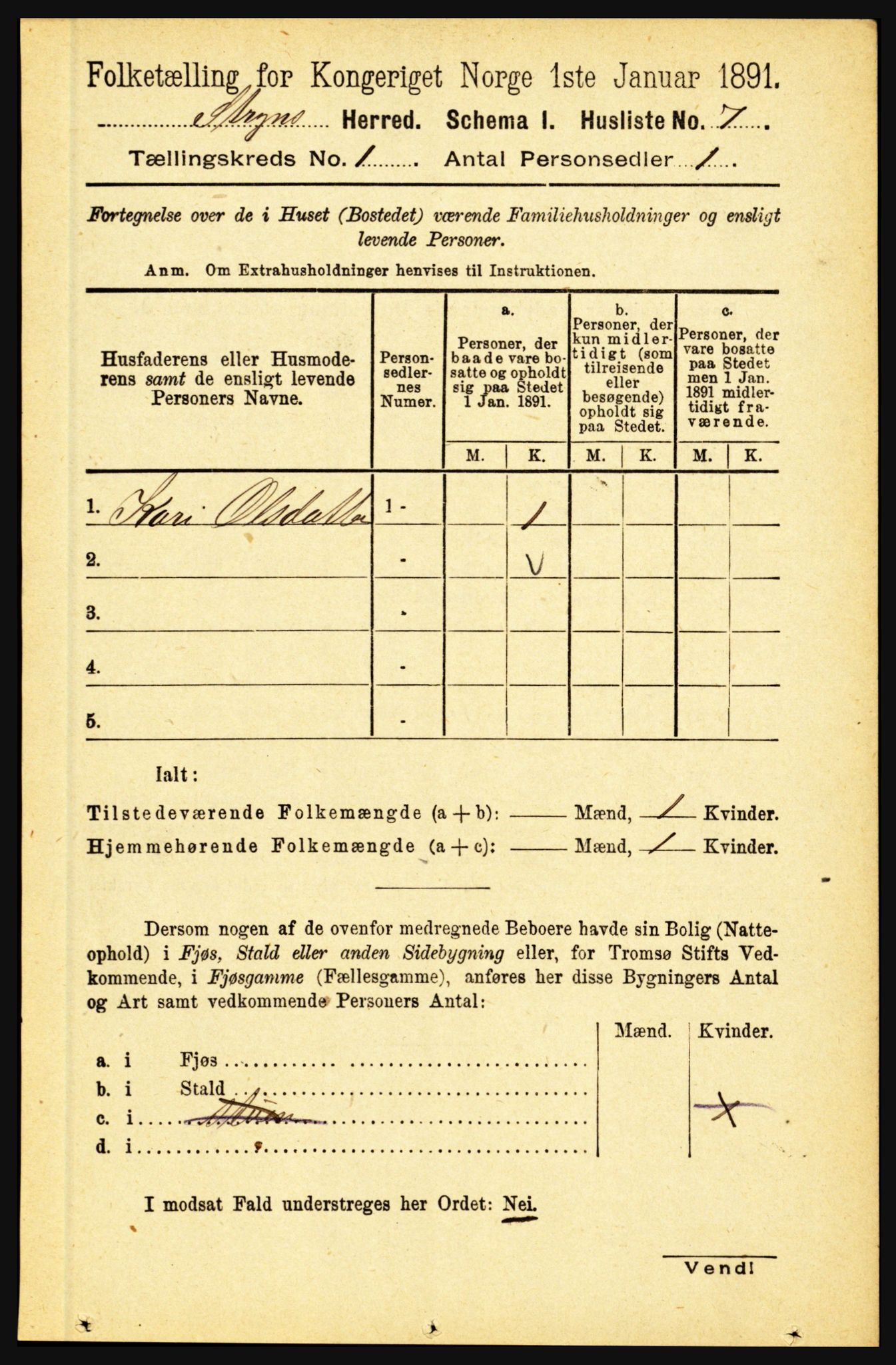 RA, 1891 census for 1448 Stryn, 1891, p. 35