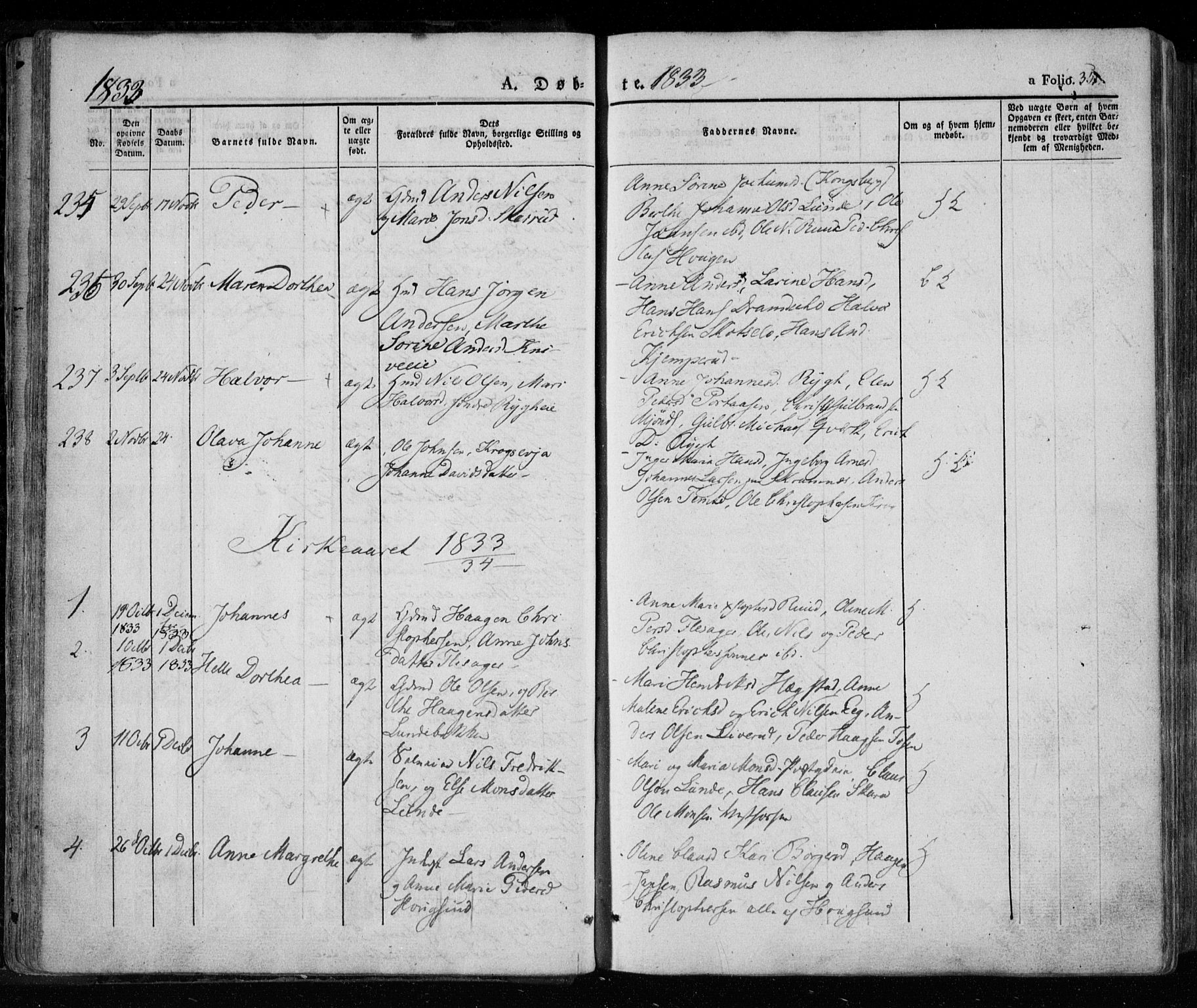 Eiker kirkebøker, SAKO/A-4/F/Fa/L0013a: Parish register (official) no. I 13A, 1832-1845, p. 35
