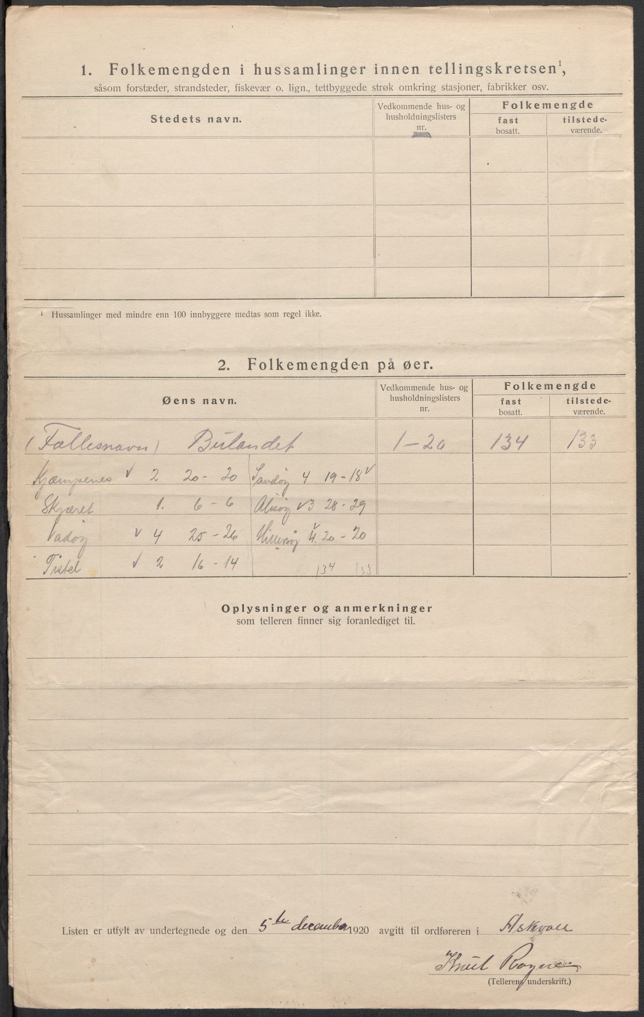 SAB, 1920 census for Askvoll, 1920, p. 70