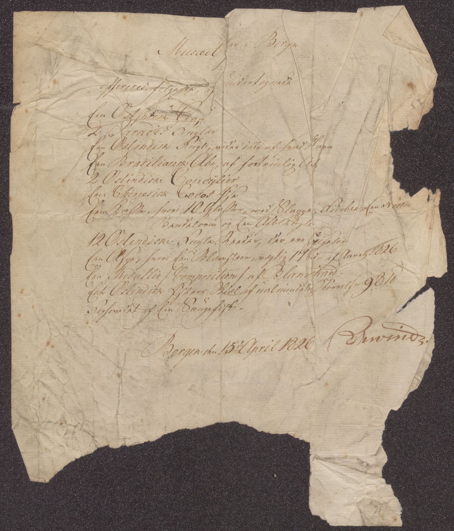 Bergens Museum, UMB/A007/D/Da/L0001/0003: Brevsamling 1822 - 1826 / Brevsamling 1826, 1826