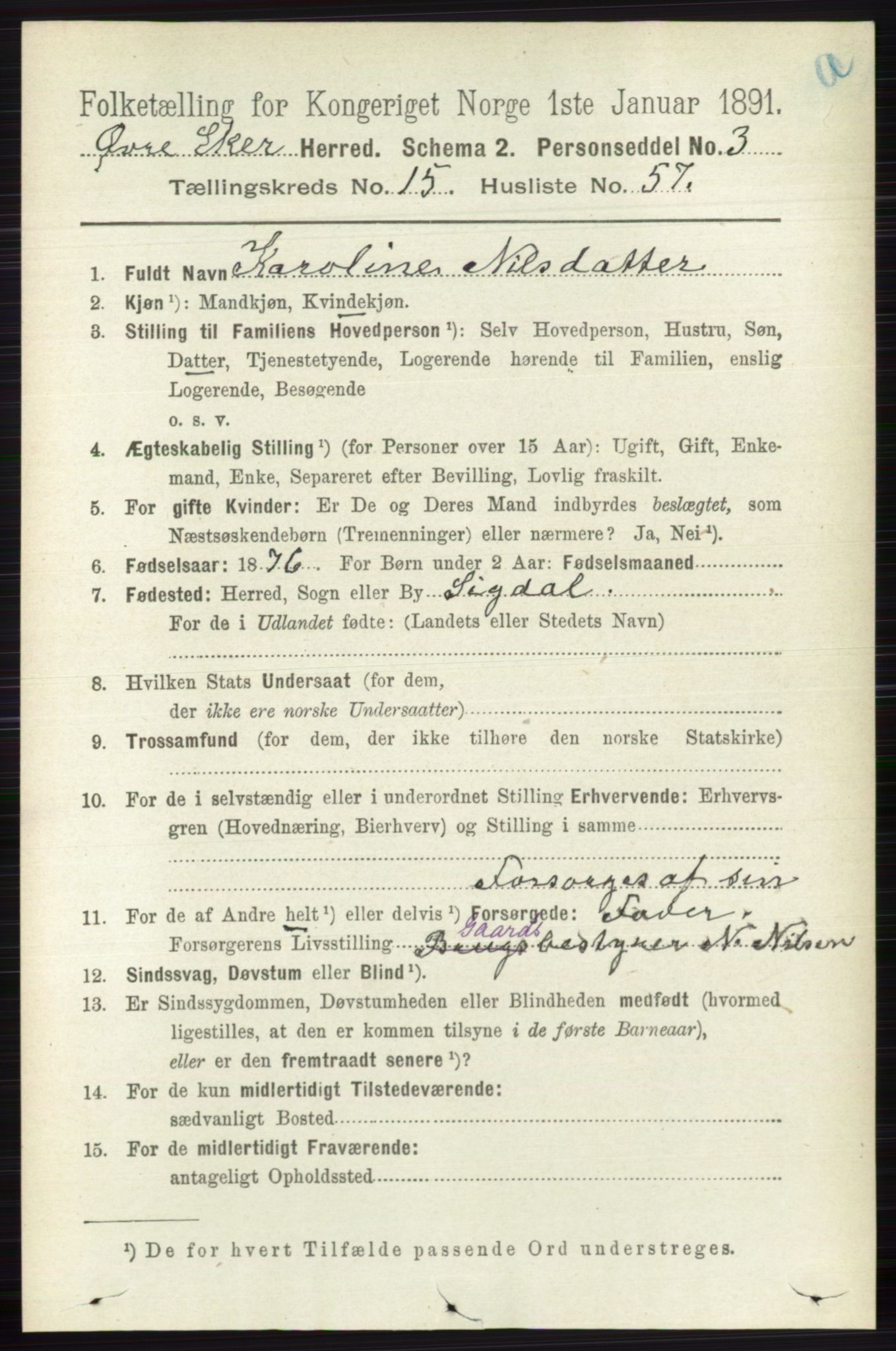 RA, 1891 census for 0624 Øvre Eiker, 1891, p. 7358