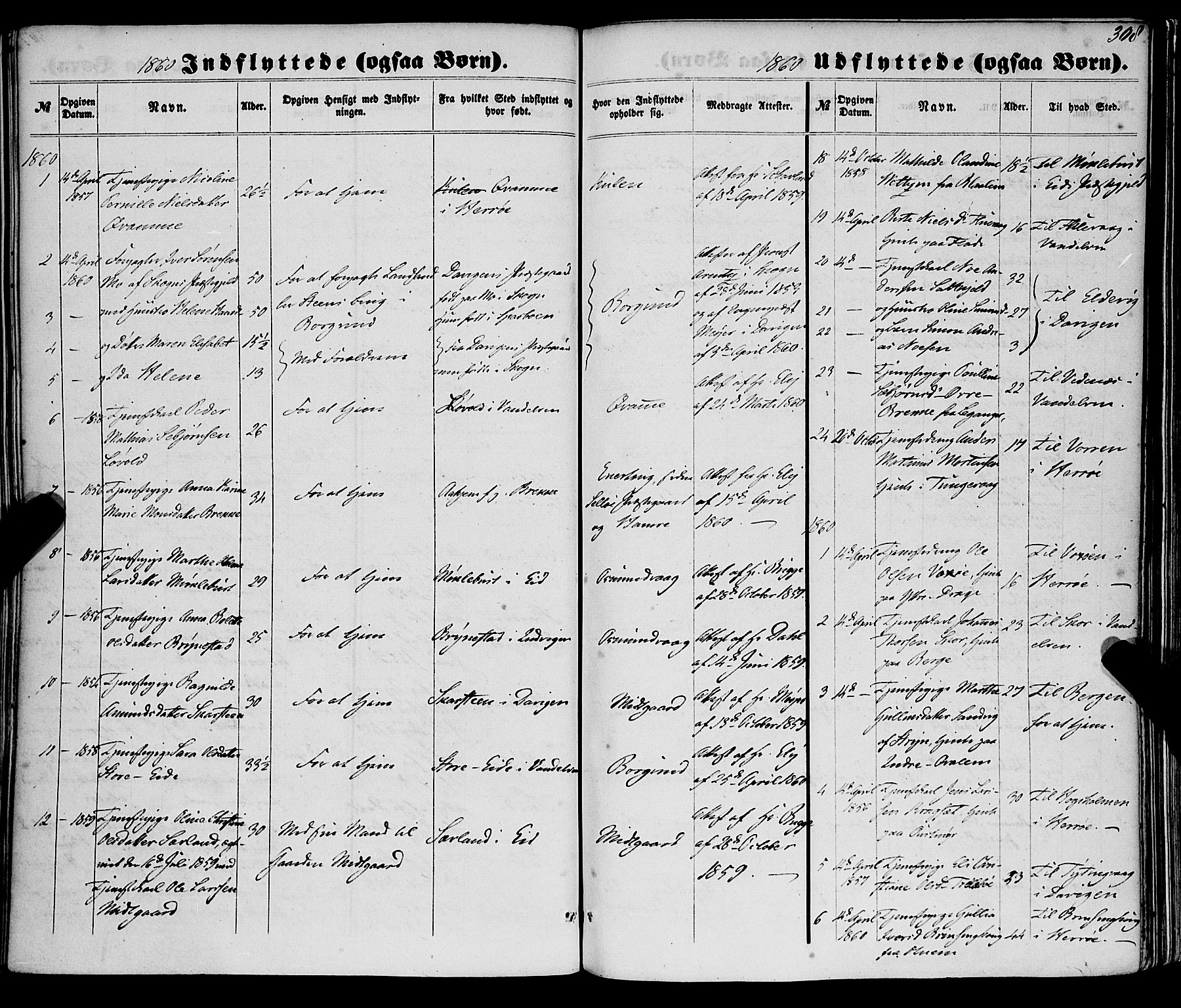 Selje sokneprestembete, SAB/A-99938/H/Ha/Haa/Haaa: Parish register (official) no. A 11, 1858-1870, p. 308