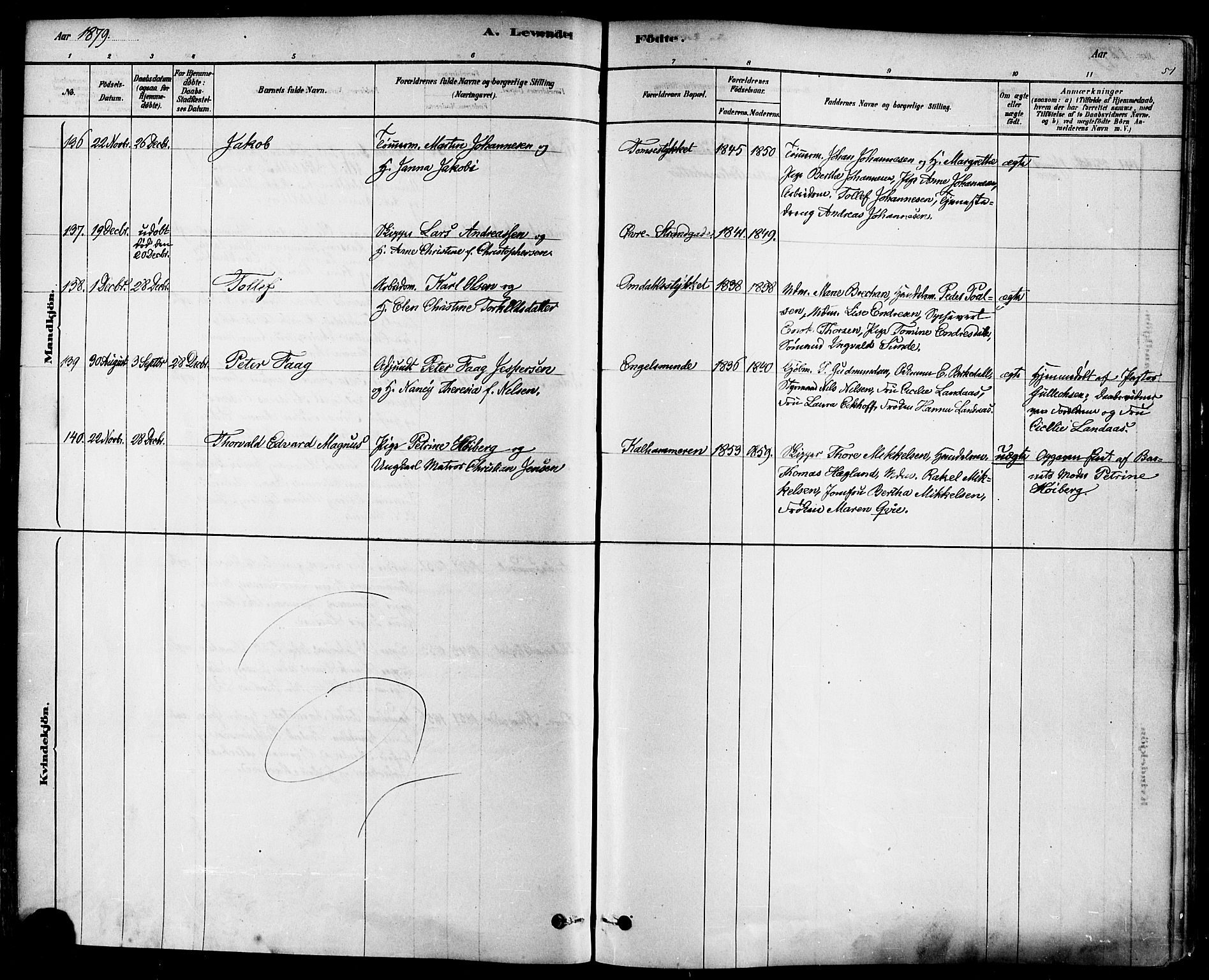 Domkirken sokneprestkontor, AV/SAST-A-101812/001/30/30BA/L0026: Parish register (official) no. A 25, 1878-1889, p. 51