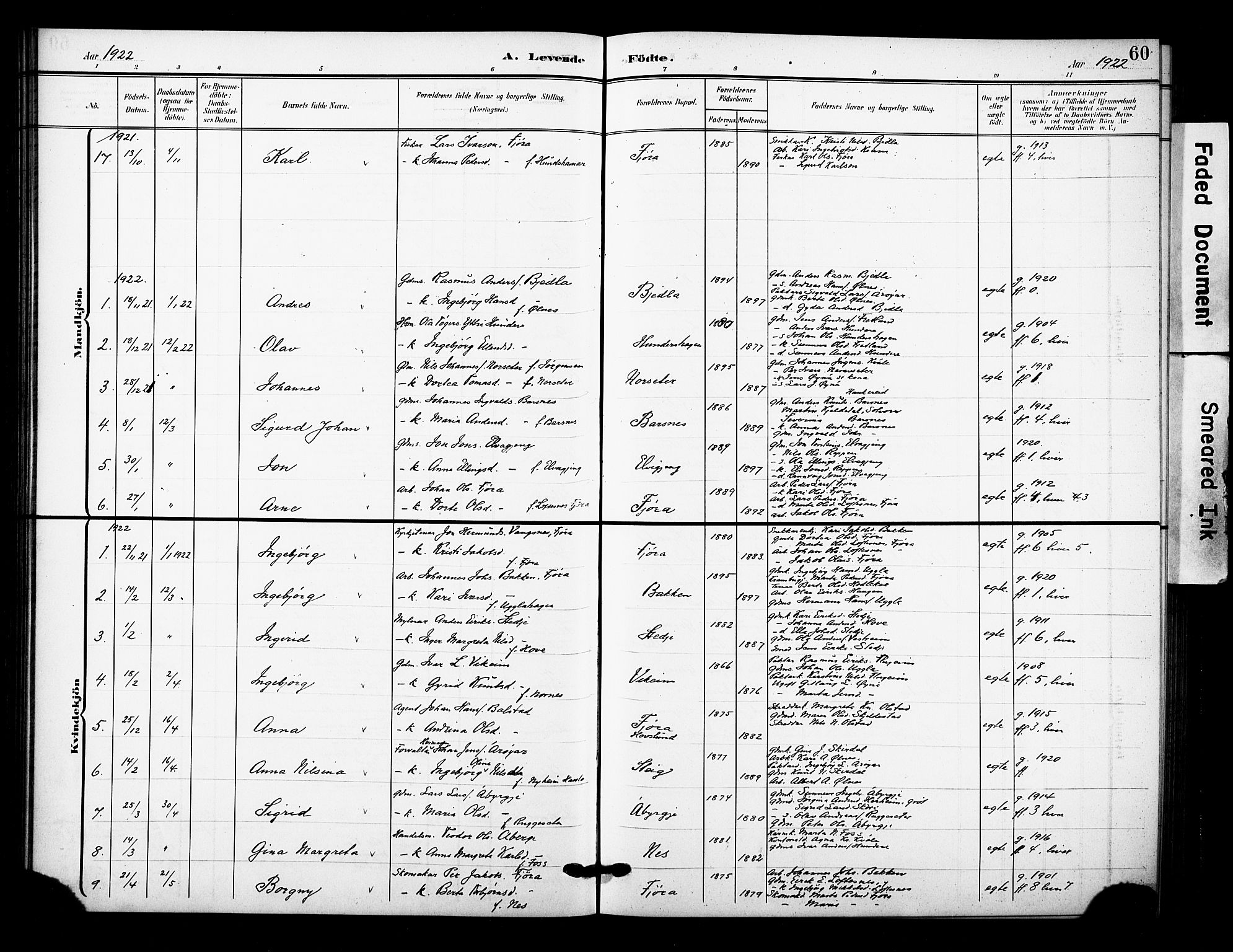 Sogndal sokneprestembete, AV/SAB-A-81301/H/Hab/Haba/L0002: Parish register (copy) no. A 2, 1908-1924, p. 60