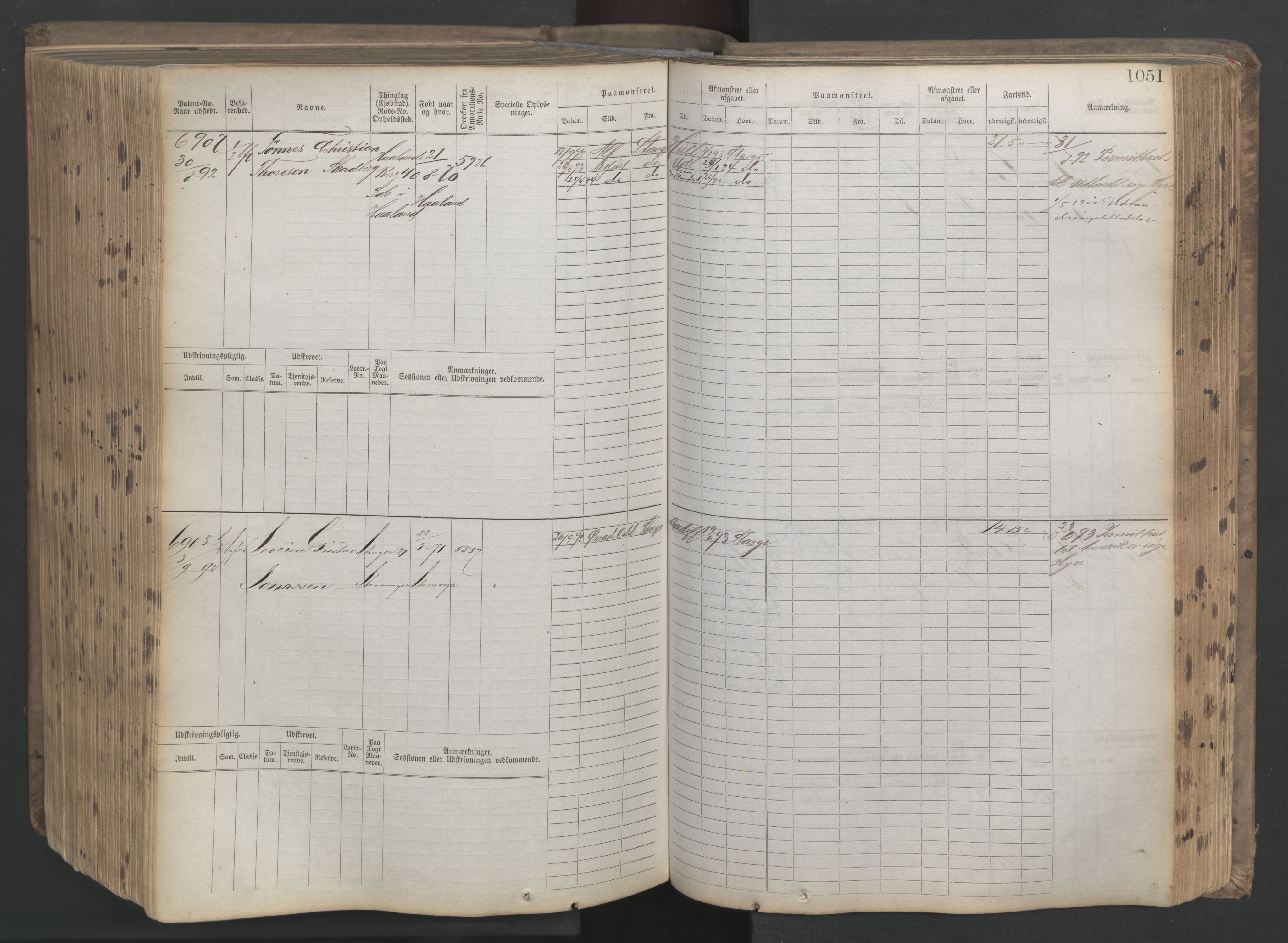 Stavanger sjømannskontor, AV/SAST-A-102006/F/Fb/Fbb/L0021: Sjøfartshovedrulle patnentnr. 6005-7204 (dublett), 1887, p. 456