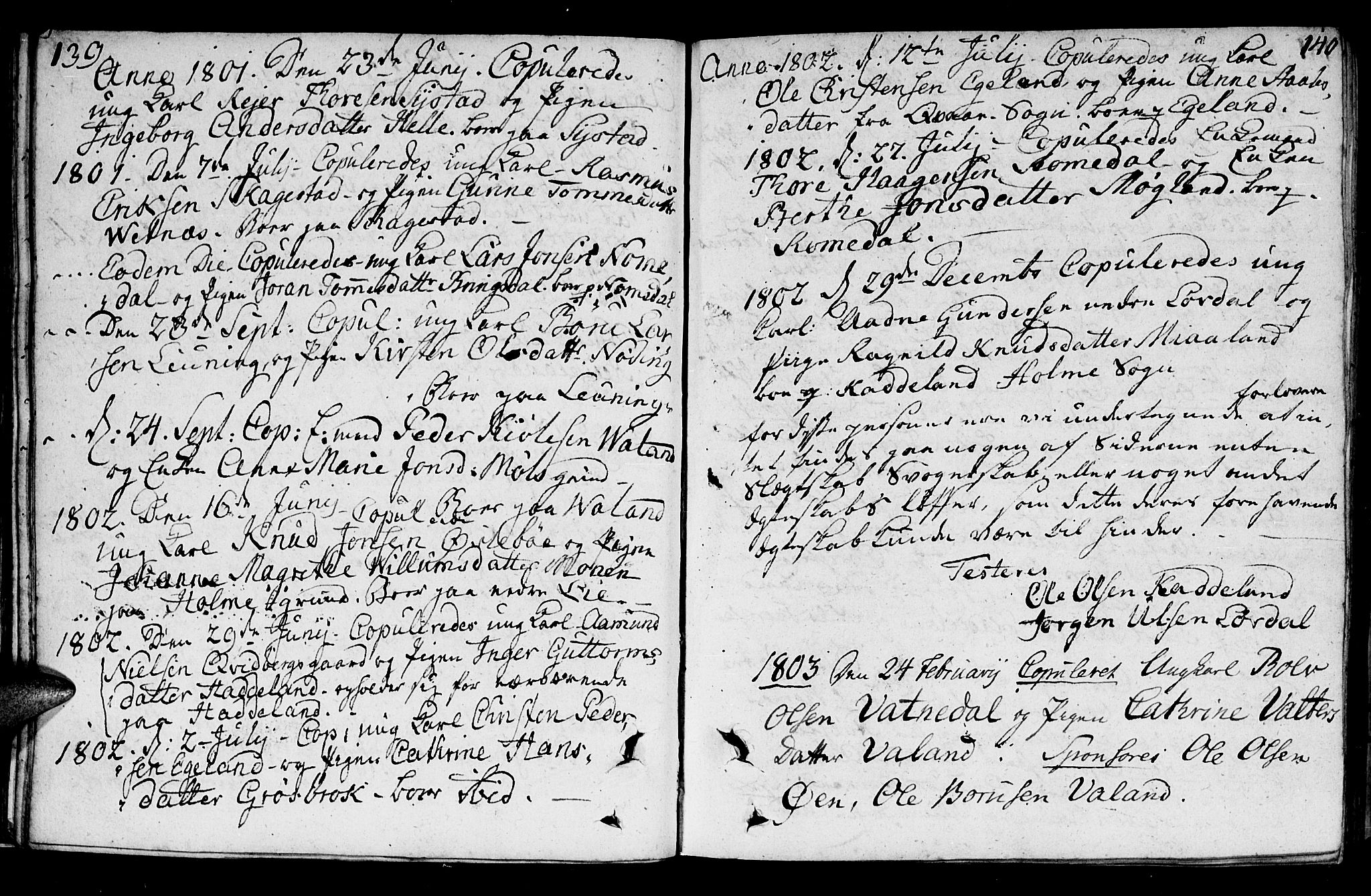 Holum sokneprestkontor, SAK/1111-0022/F/Fa/Faa/L0003: Parish register (official) no. A 3, 1780-1821, p. 139-140