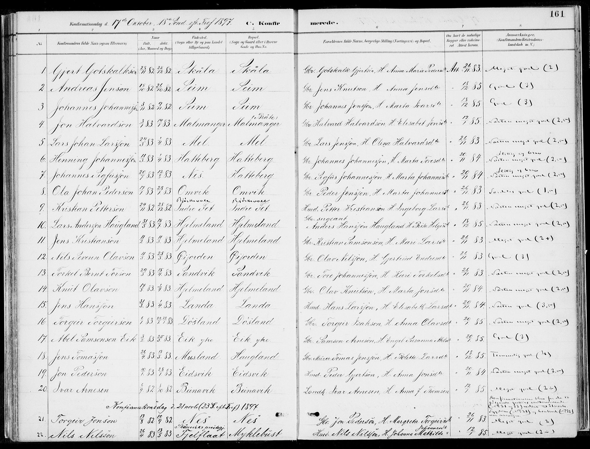 Kvinnherad sokneprestembete, SAB/A-76401/H/Haa: Parish register (official) no. B  1, 1887-1921, p. 161